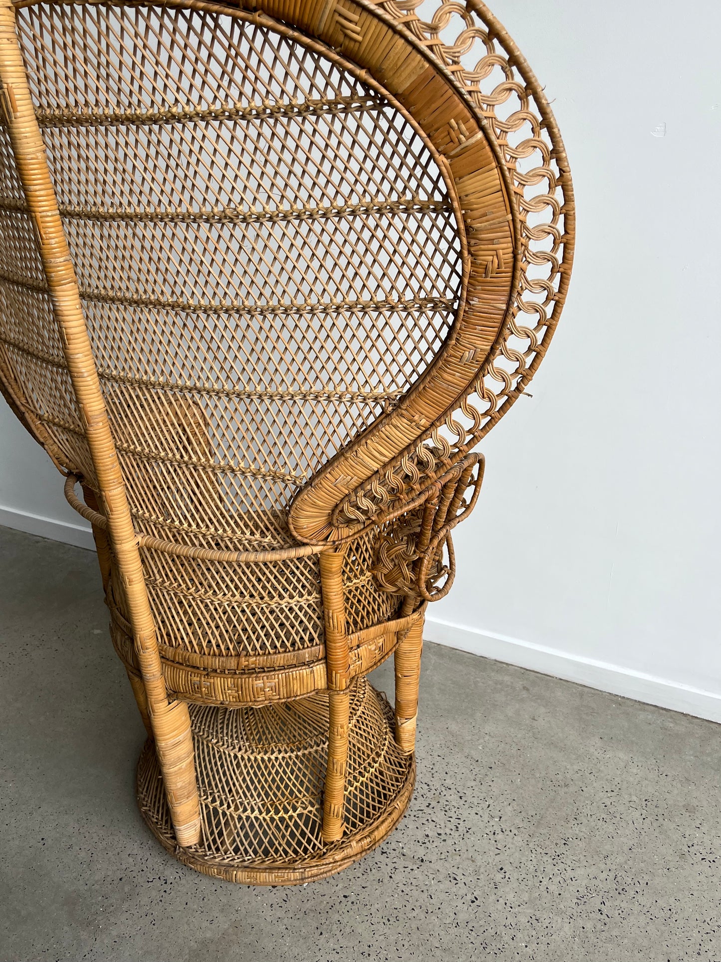 French Emanulle Armchair in Rattan and Wicker, 1970s