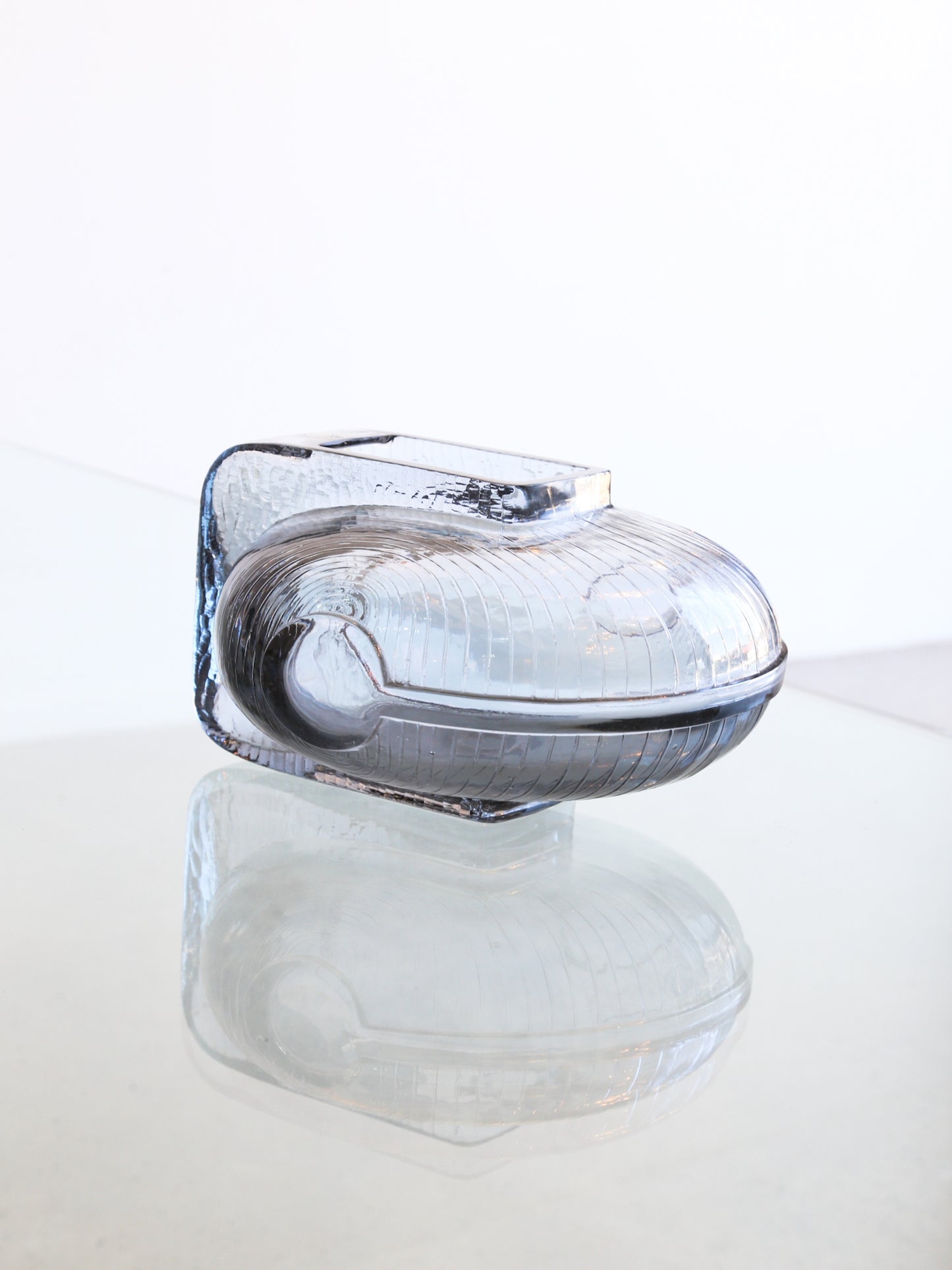 Italian Round Smoked Crystal Glass Wine Decanter by Grandi Cristalli, 1960s