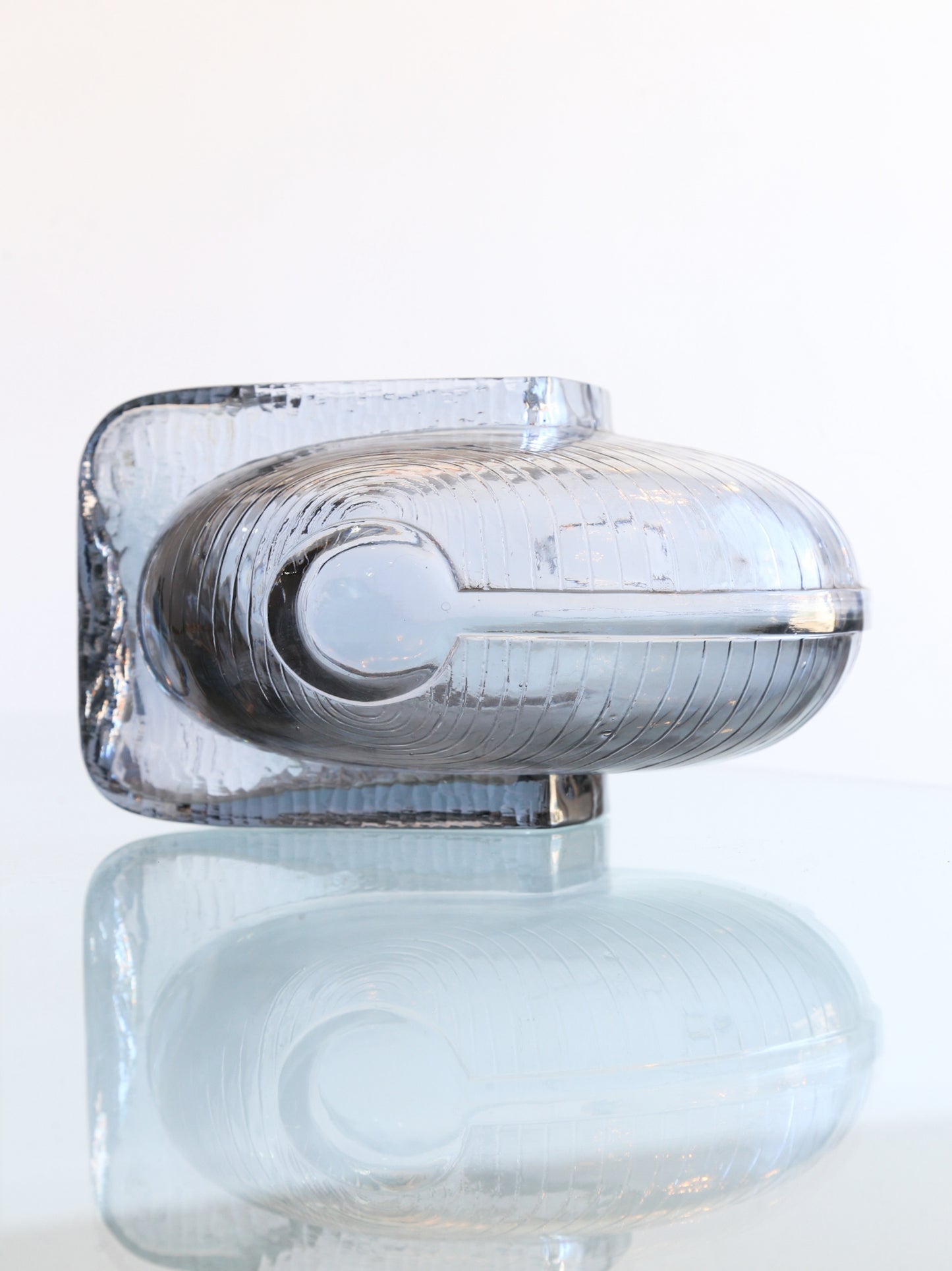 Italian Round Smoked Crystal Glass Wine Decanter by Grandi Cristalli, 1960s