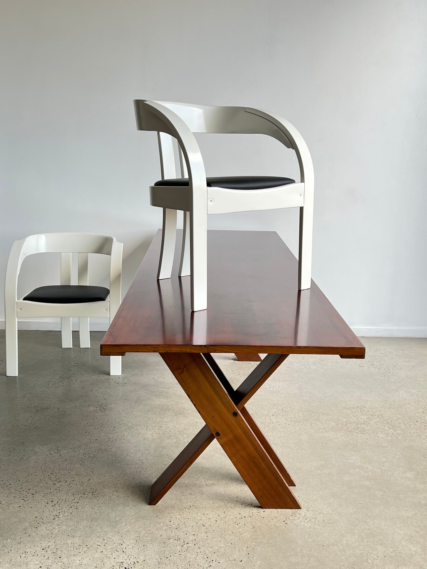 Elisa by Giovanni Battista Bassi for Poltronova Black and White Dining Chairs Set of Five