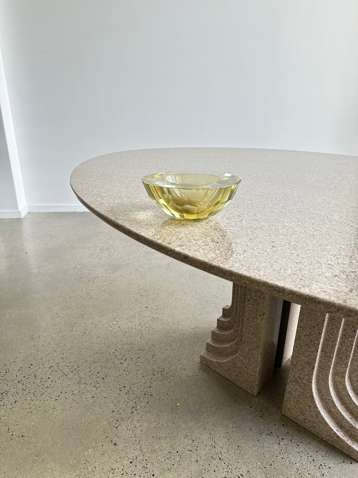 Murano Round Light Yellow Colour thick Glass Ashtray, 1970