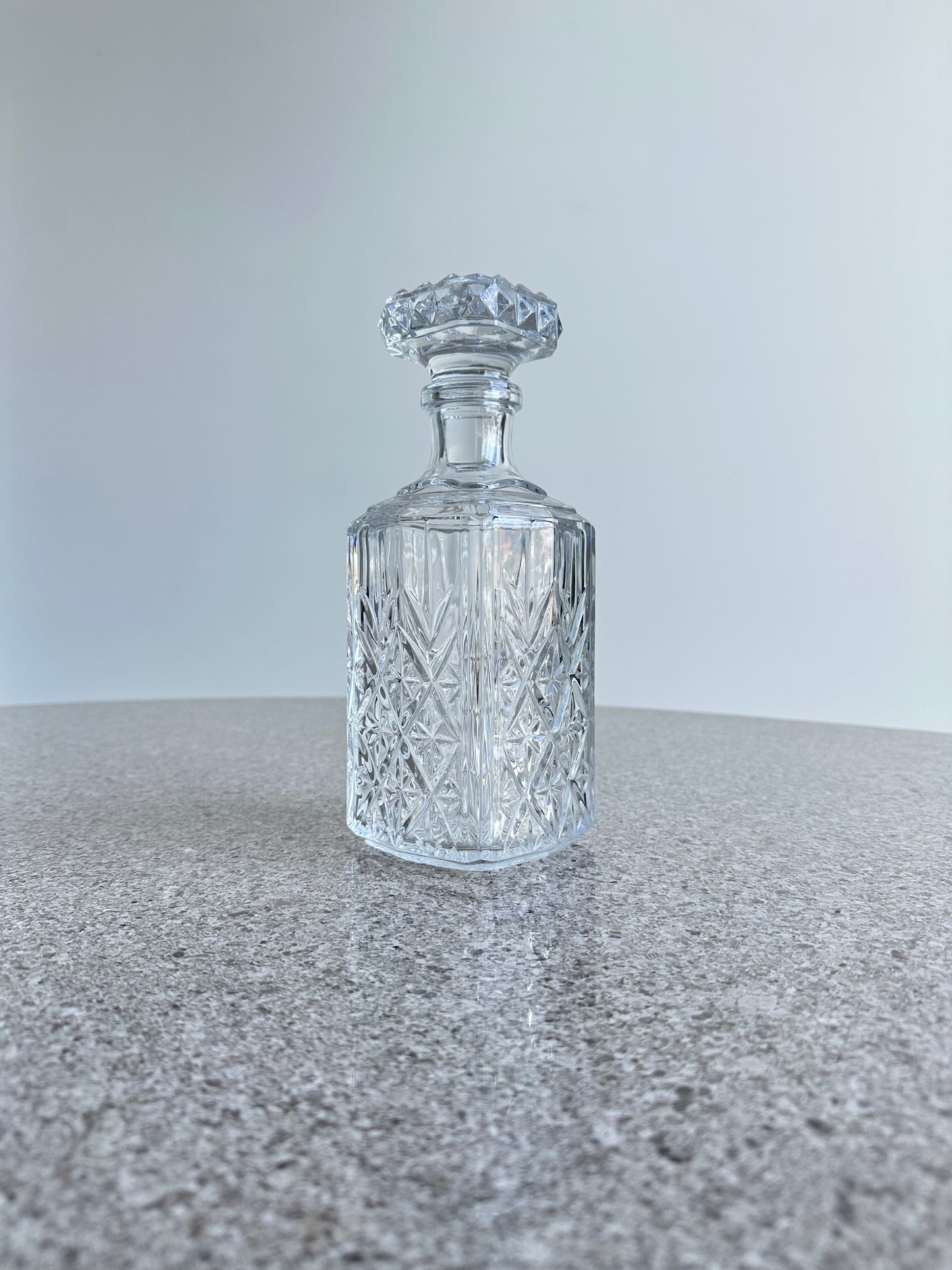 Italian Crystal Liquor Thick Glass Bottle, 1950s