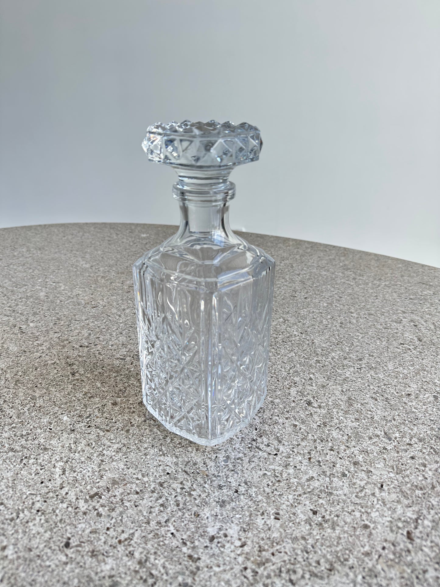Italian Crystal Liquor Thick Glass Bottle, 1950s