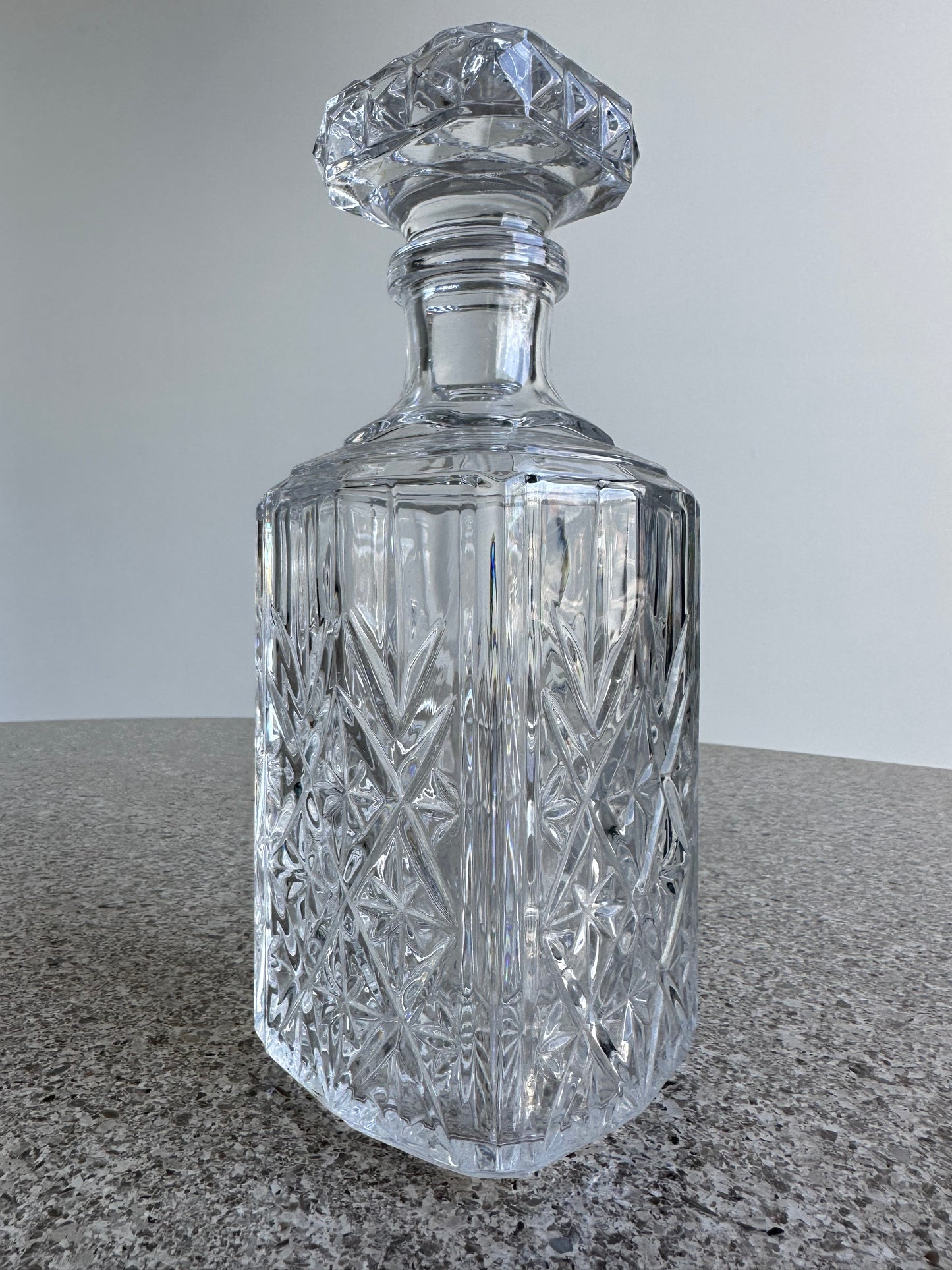 Italian Crystal Liquor Thick Glass Bottle, 1950s
