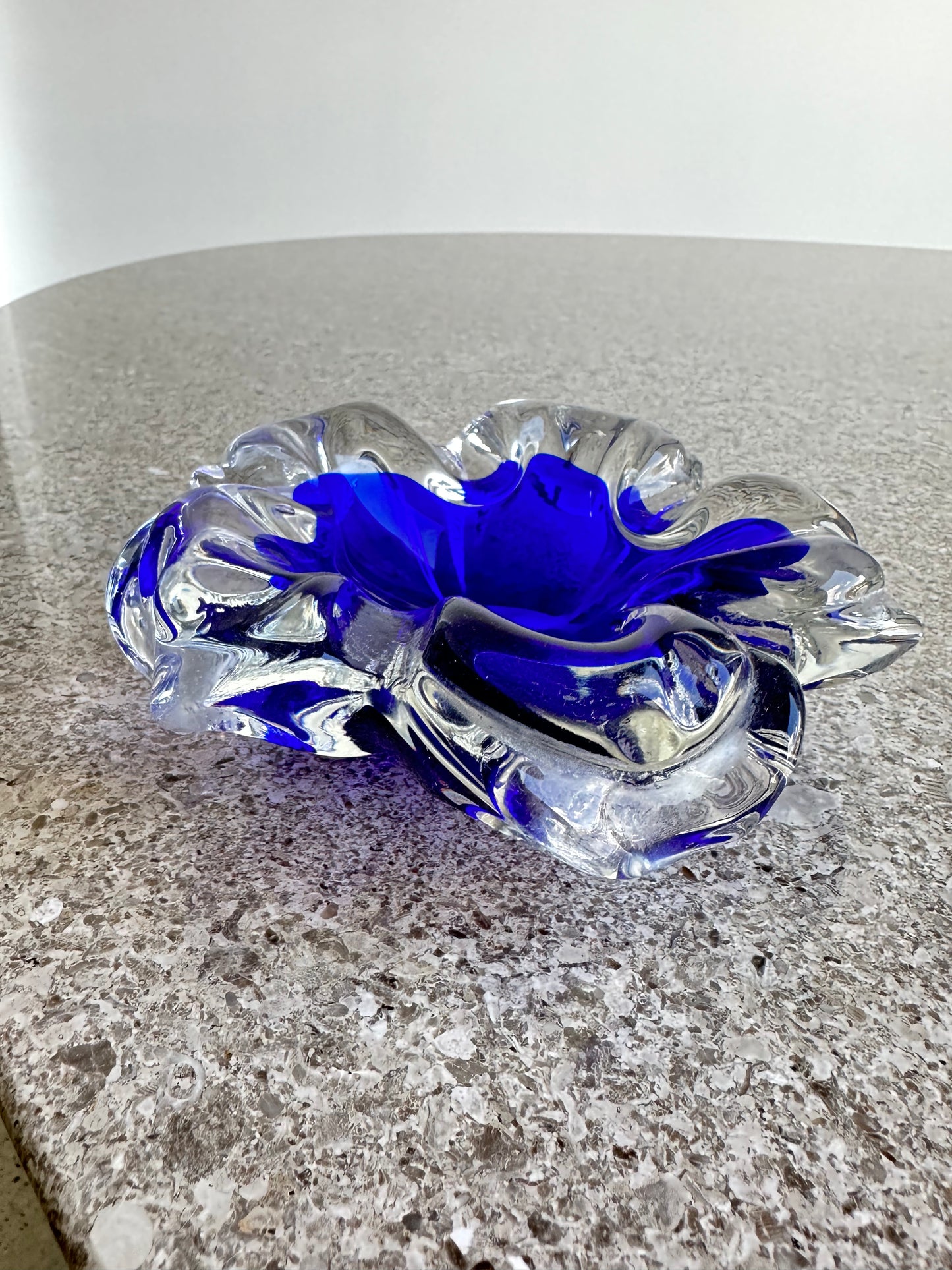 Murano Sommerso Italian Mid Century Modern Blue Ashtray, 1960s