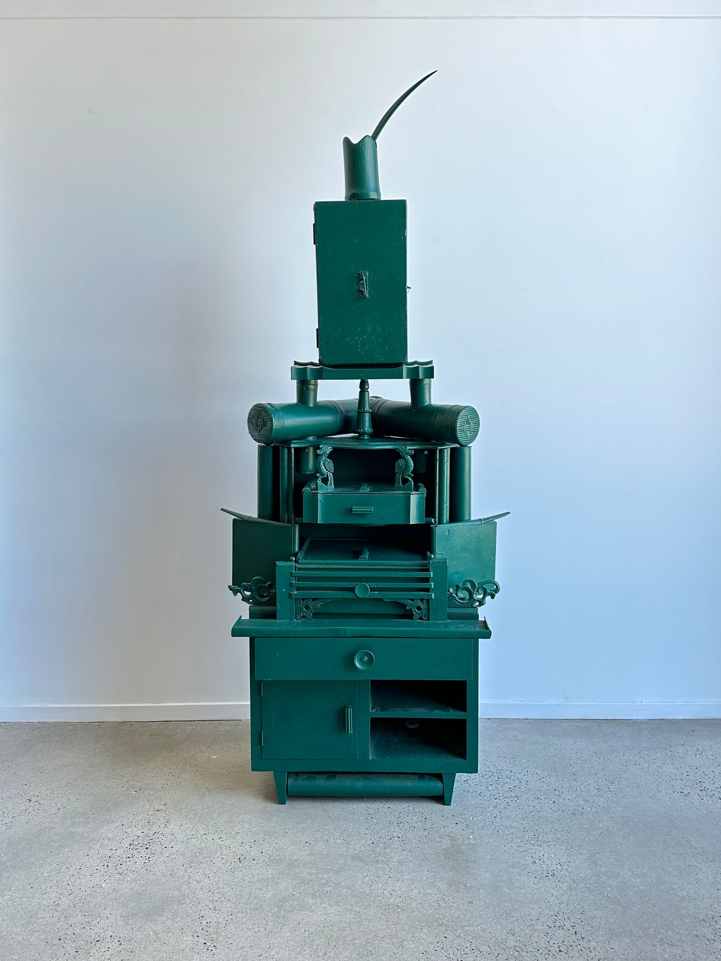 Cabinet Contemporary Functional Green Sculpture by Paolo Lumini Tuscany Italy