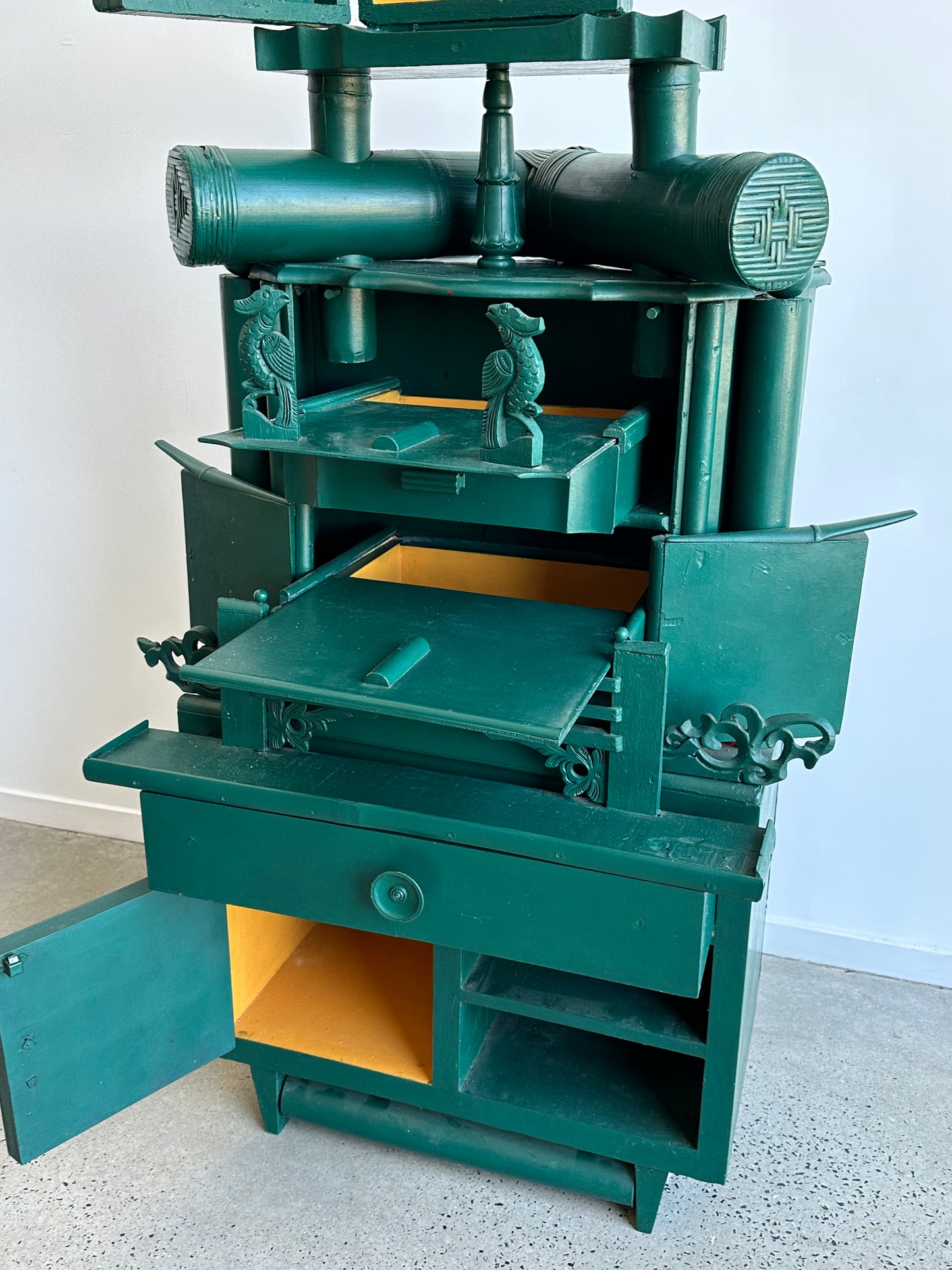 Cabinet Contemporary Functional Green Sculpture by Paolo Lumini Tuscany Italy