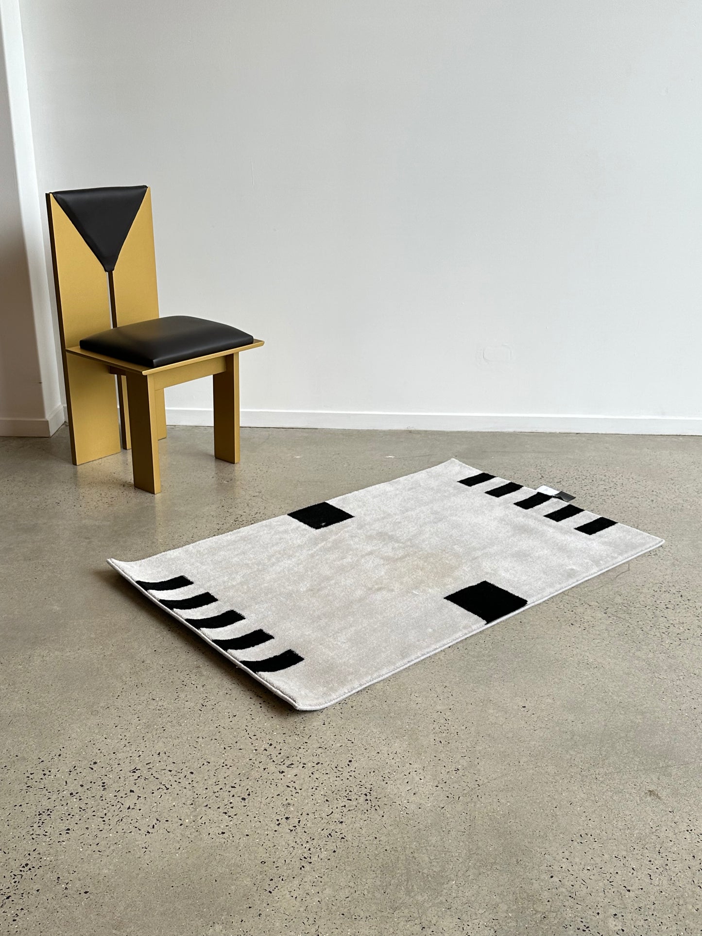 Tros by Dieter Sieger for Gebhan Edition Geometric Designed Cotton White and Black Rug, 1990