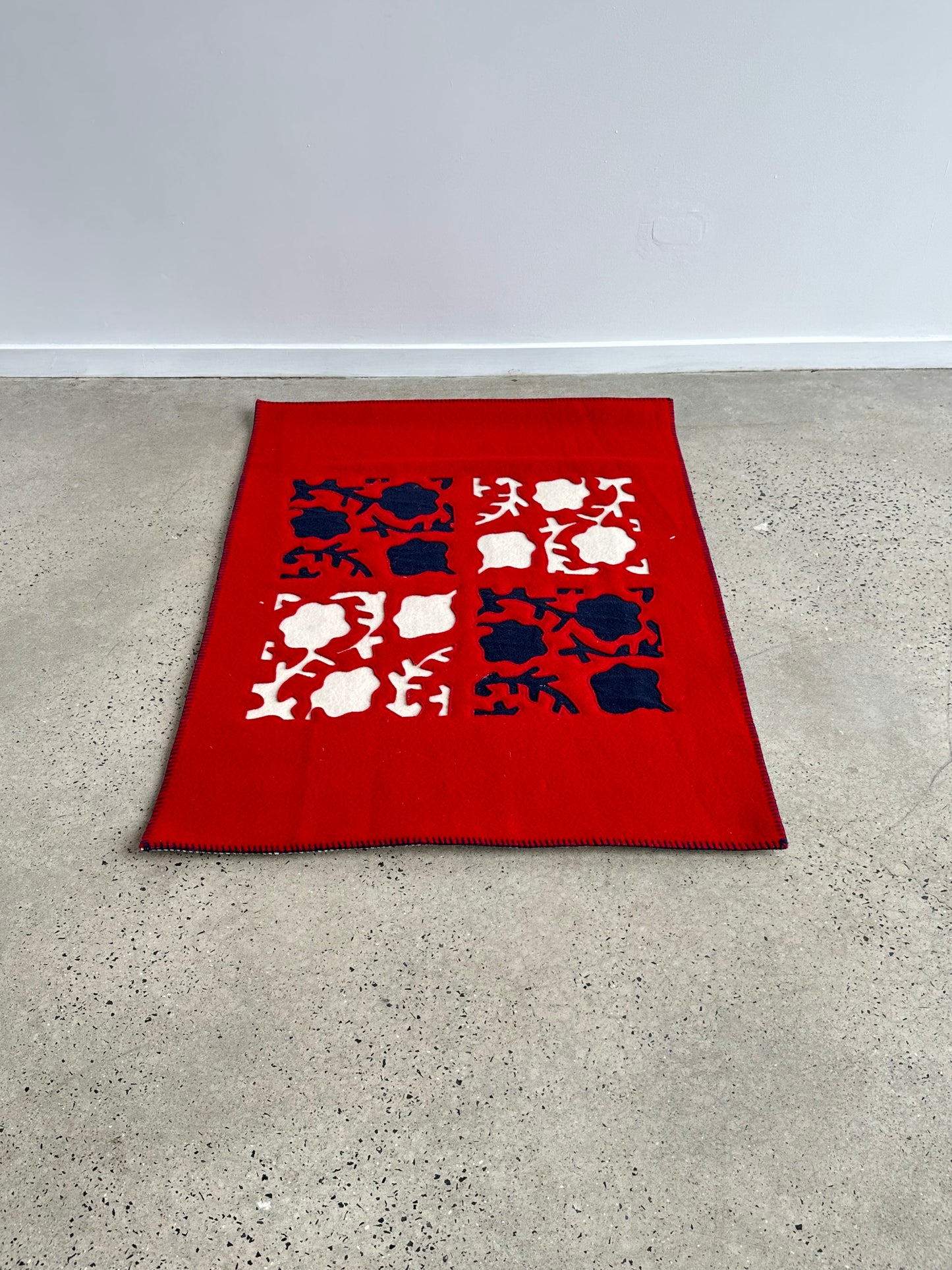 Italian Red Wool Rug with Floral Design by Paola Lenti, 1990s