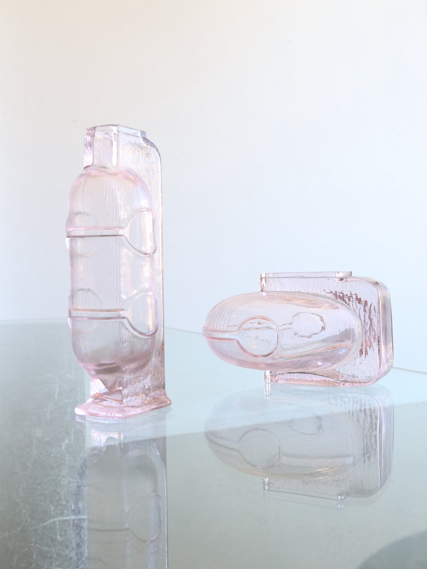 Italian Crystal Light Pink Wine Decanter Centrepieces by Grandi Cristalli 1960s