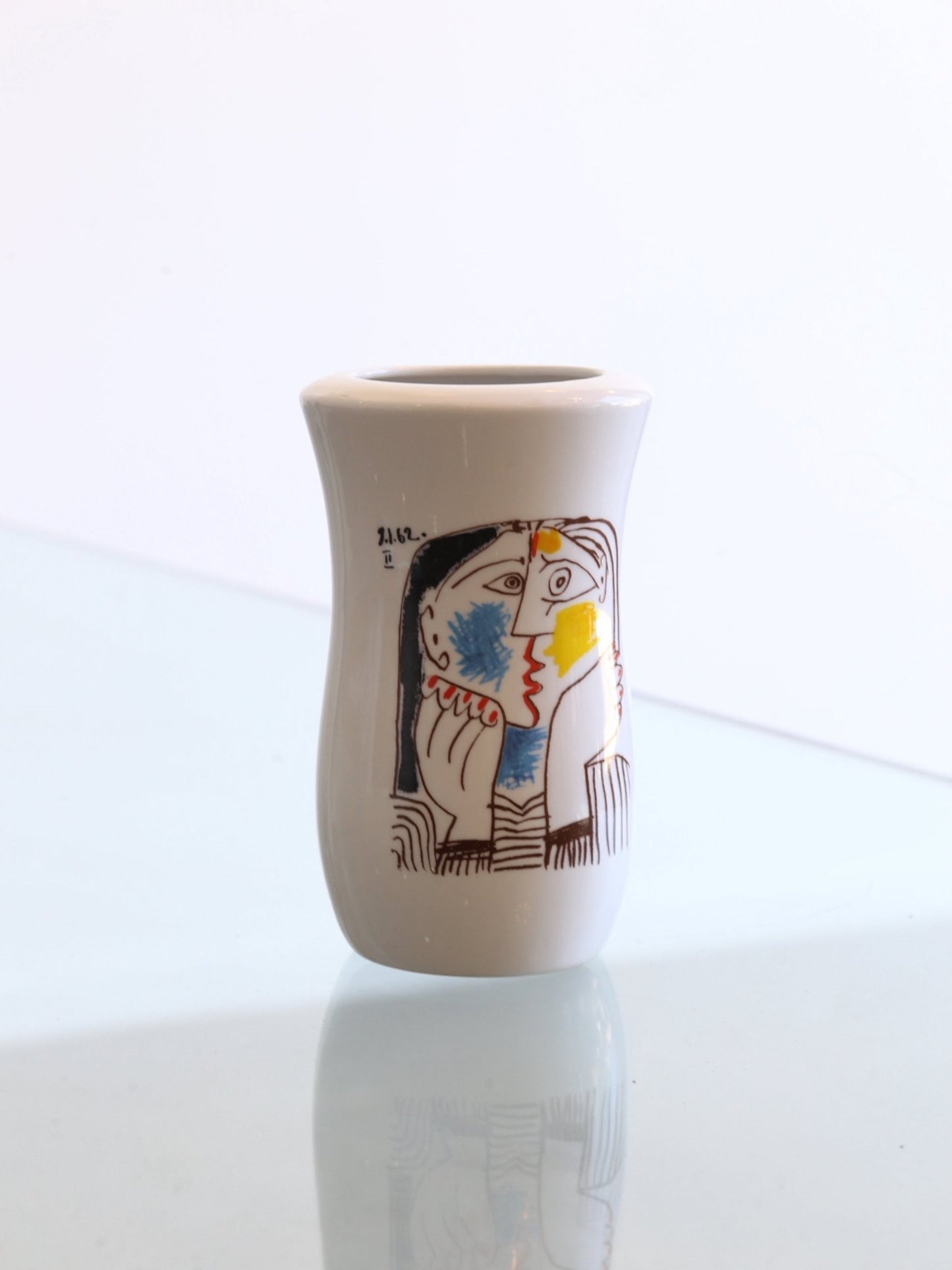 Vintage Ceramic Vase with Picasso - Inspired Artwork, 1970s - Lumini Collections