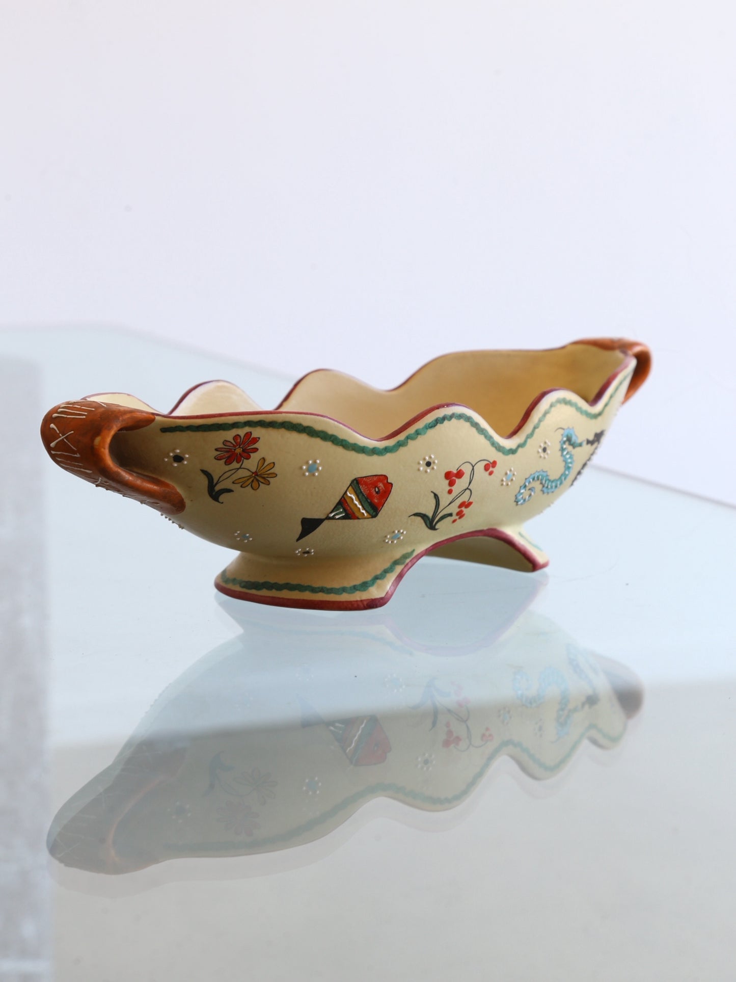 Volpi Deruta Italian Centrepiece Bowl Ceramic with Art Work, 1960s