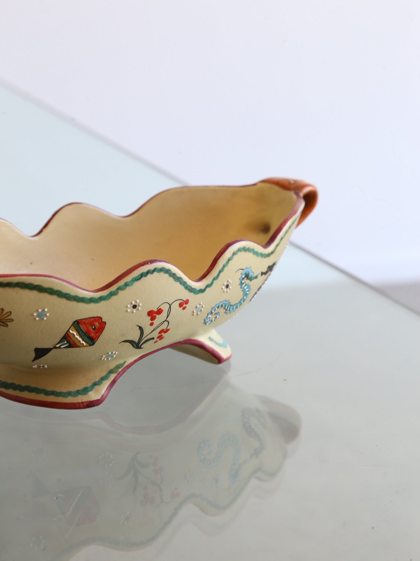 Volpi Deruta Italian Centrepiece Bowl Ceramic with Art Work, 1960s
