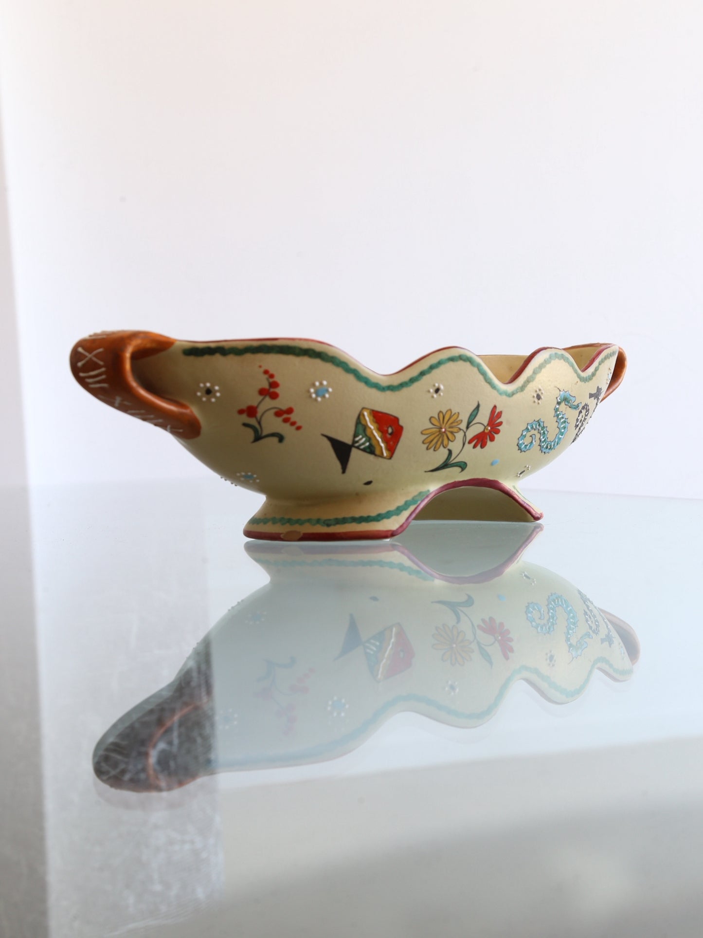 Volpi Deruta Italian Centrepiece Bowl Ceramic with Art Work, 1960s