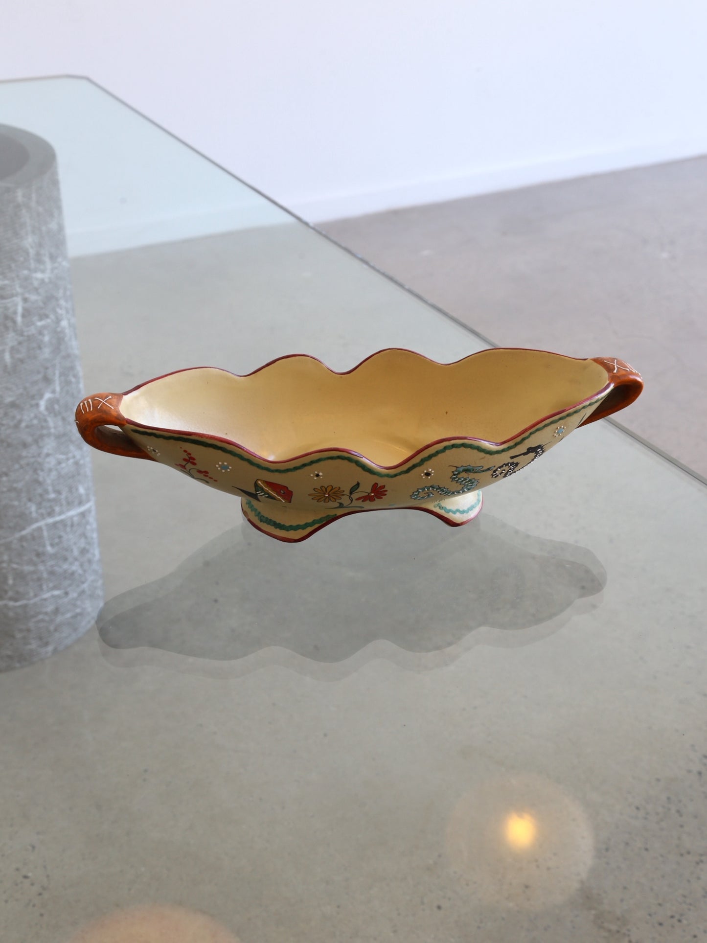Volpi Deruta Italian Centrepiece Bowl Ceramic with Art Work, 1960s