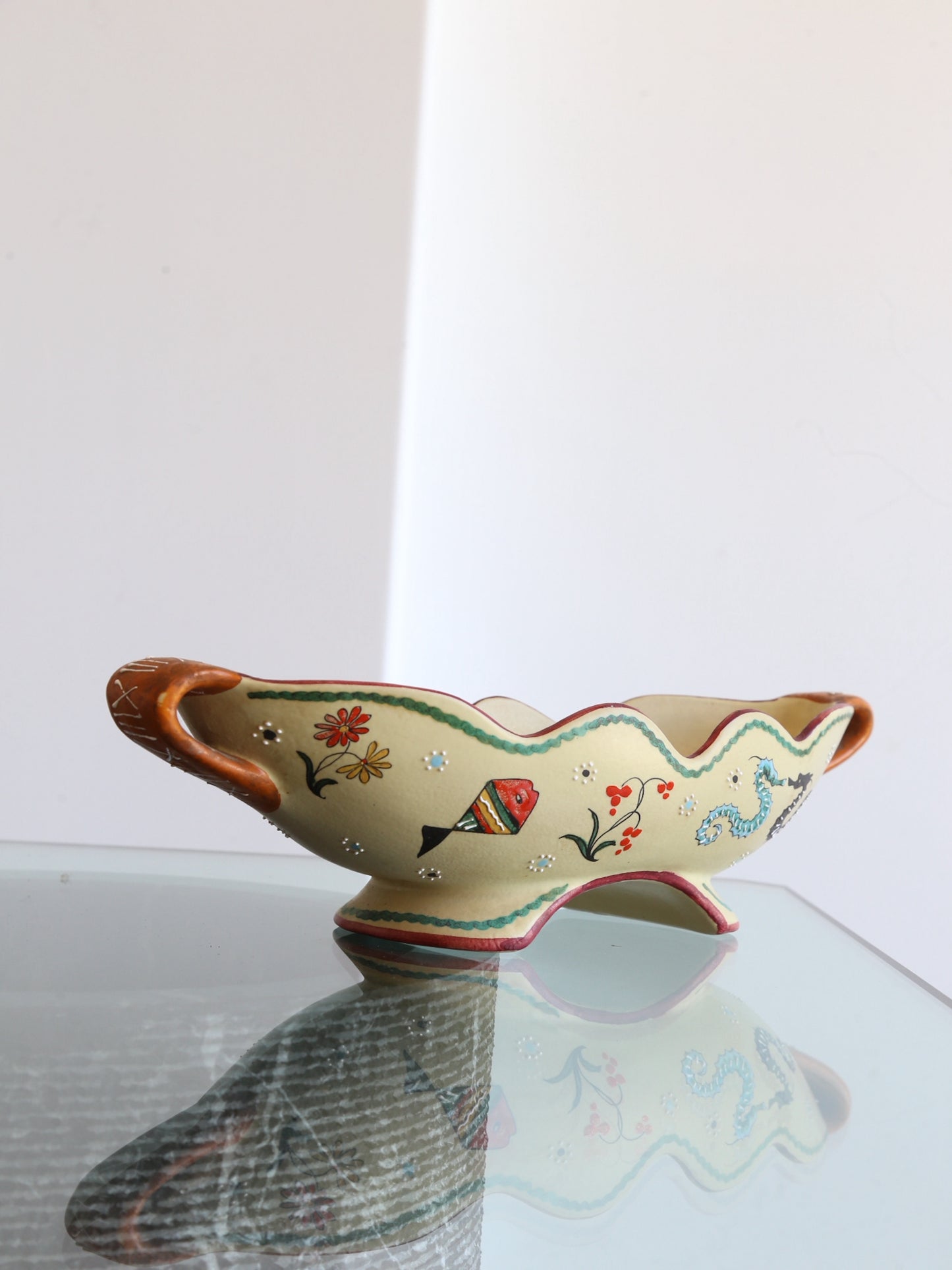 Volpi Deruta Italian Centrepiece Bowl Ceramic with Art Work, 1960s