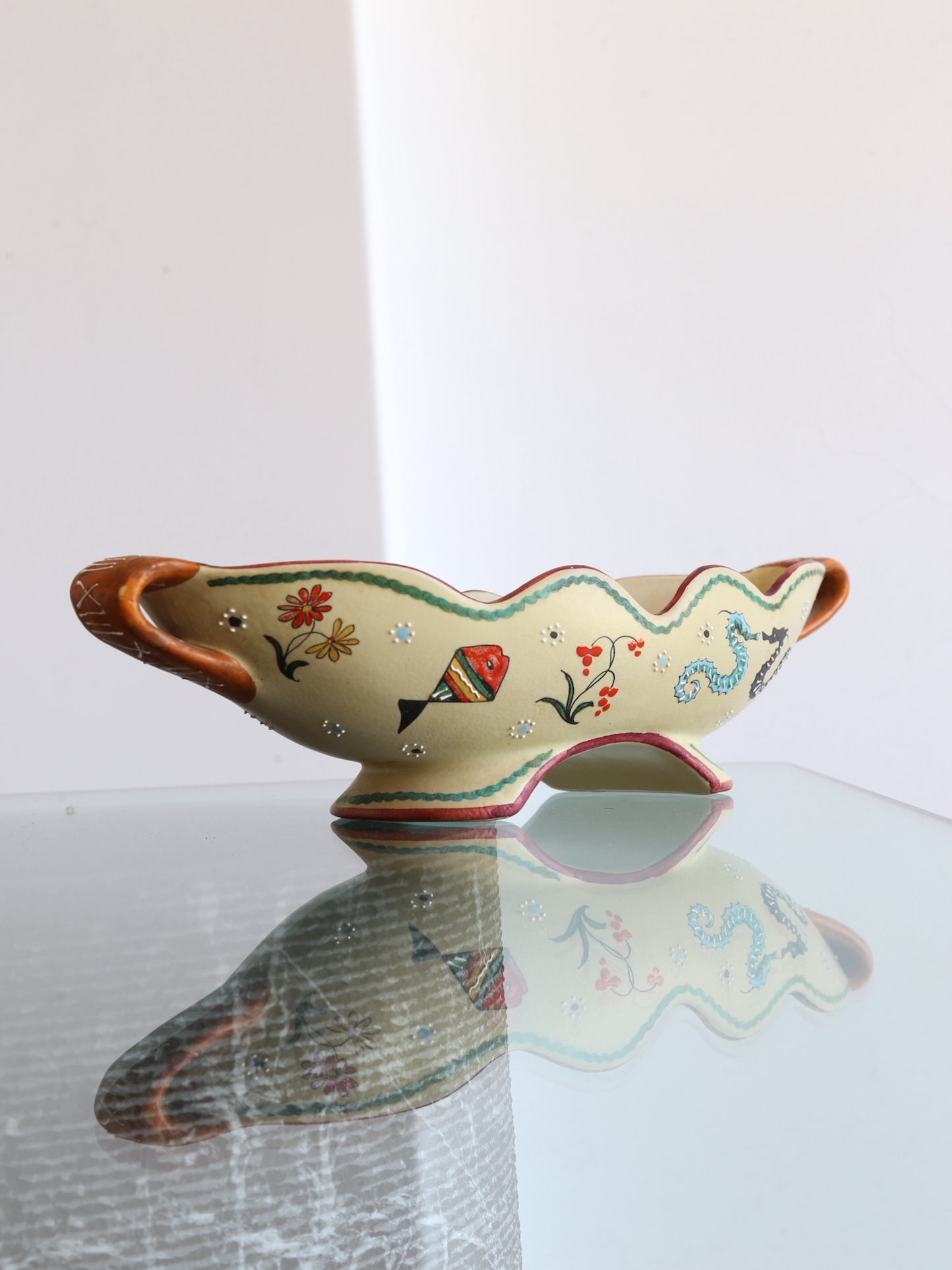 Volpi Deruta Italian Centrepiece Bowl Ceramic with Art Work, 1960s