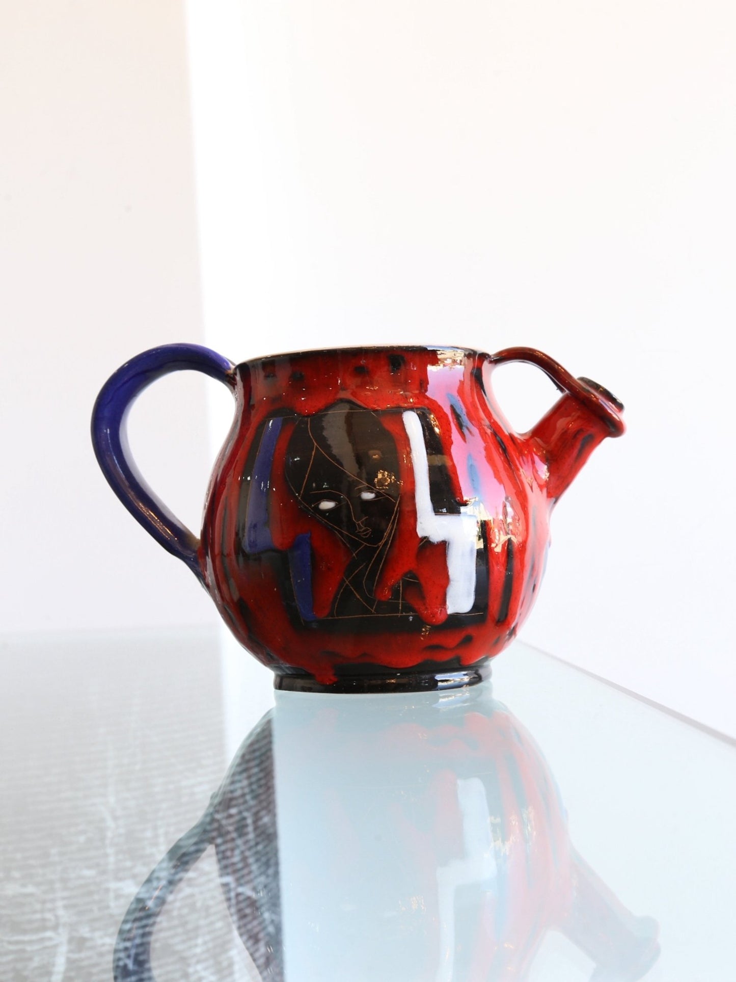 Italian Hand - Painted Ceramic Pitcher by Rufinelli Assisi, 1960s - Lumini Collections