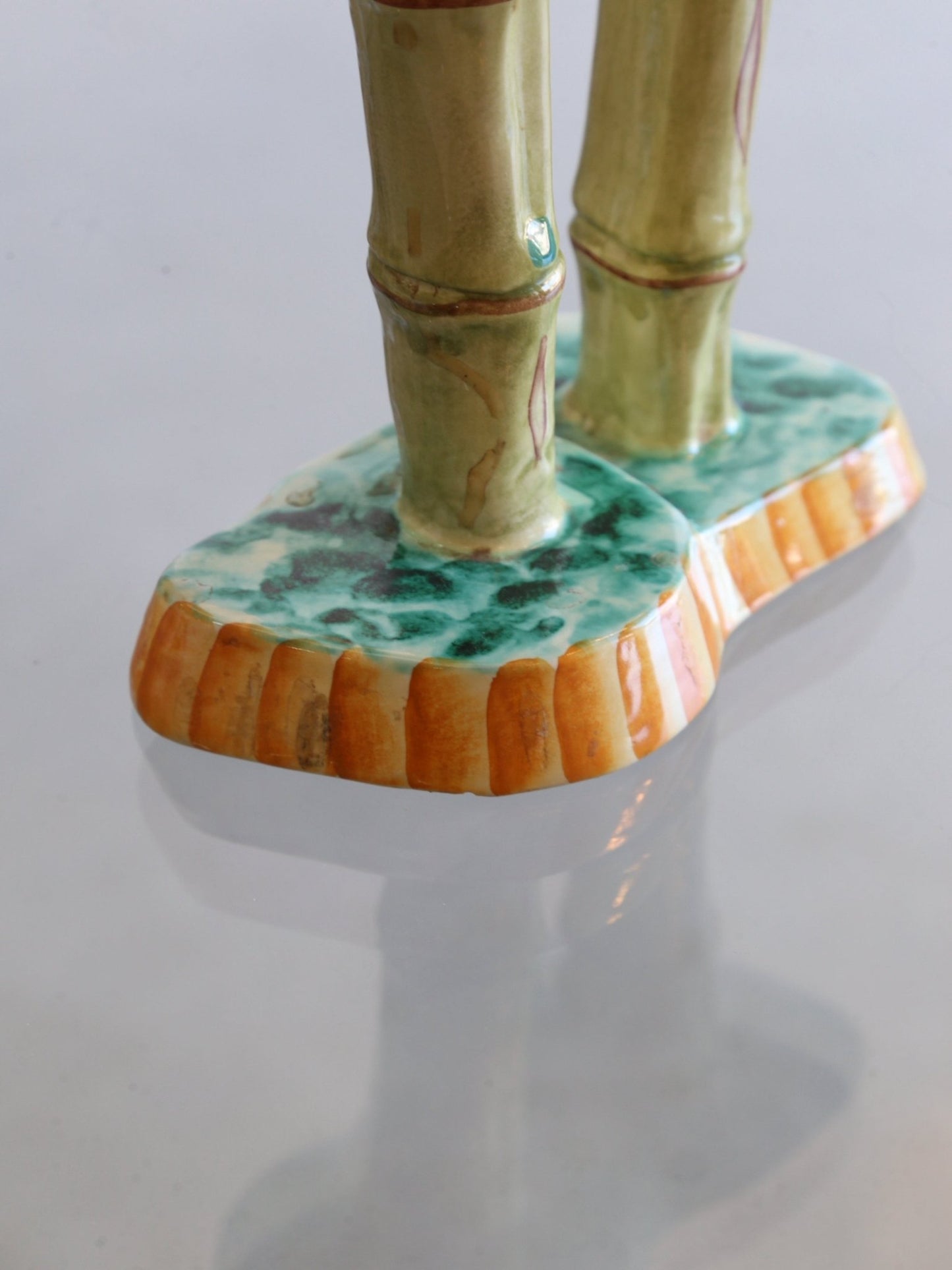 Pucci Umbertide Italian Bamboo Candlesticks Ceramic Holder, 1955s - Lumini Collections