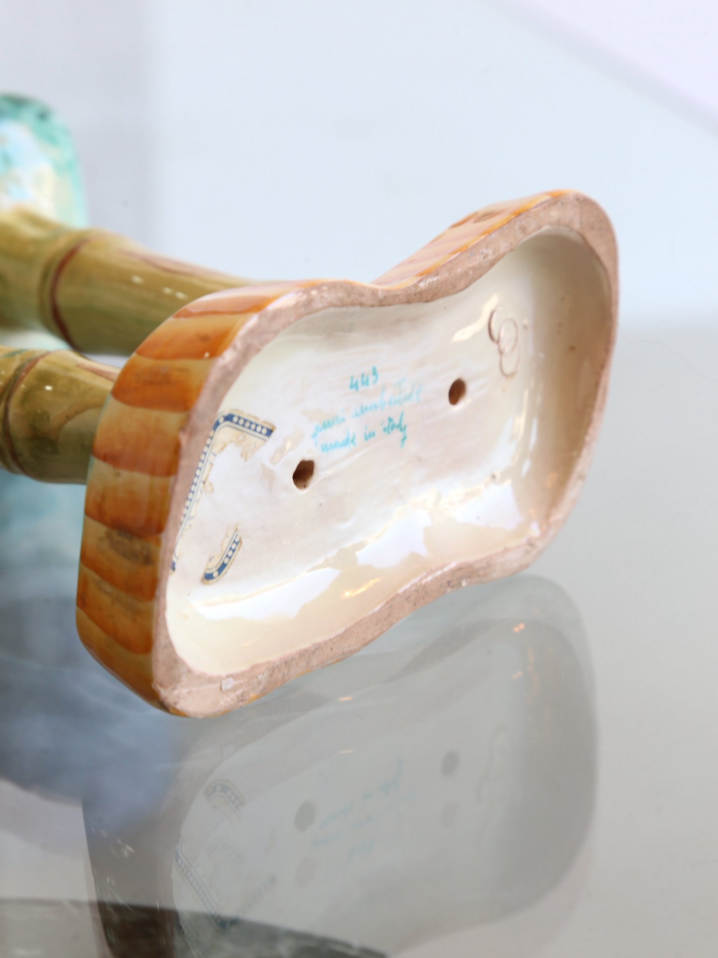 Pucci Umbertide Italian Bamboo Candlesticks Ceramic Holder, 1955s