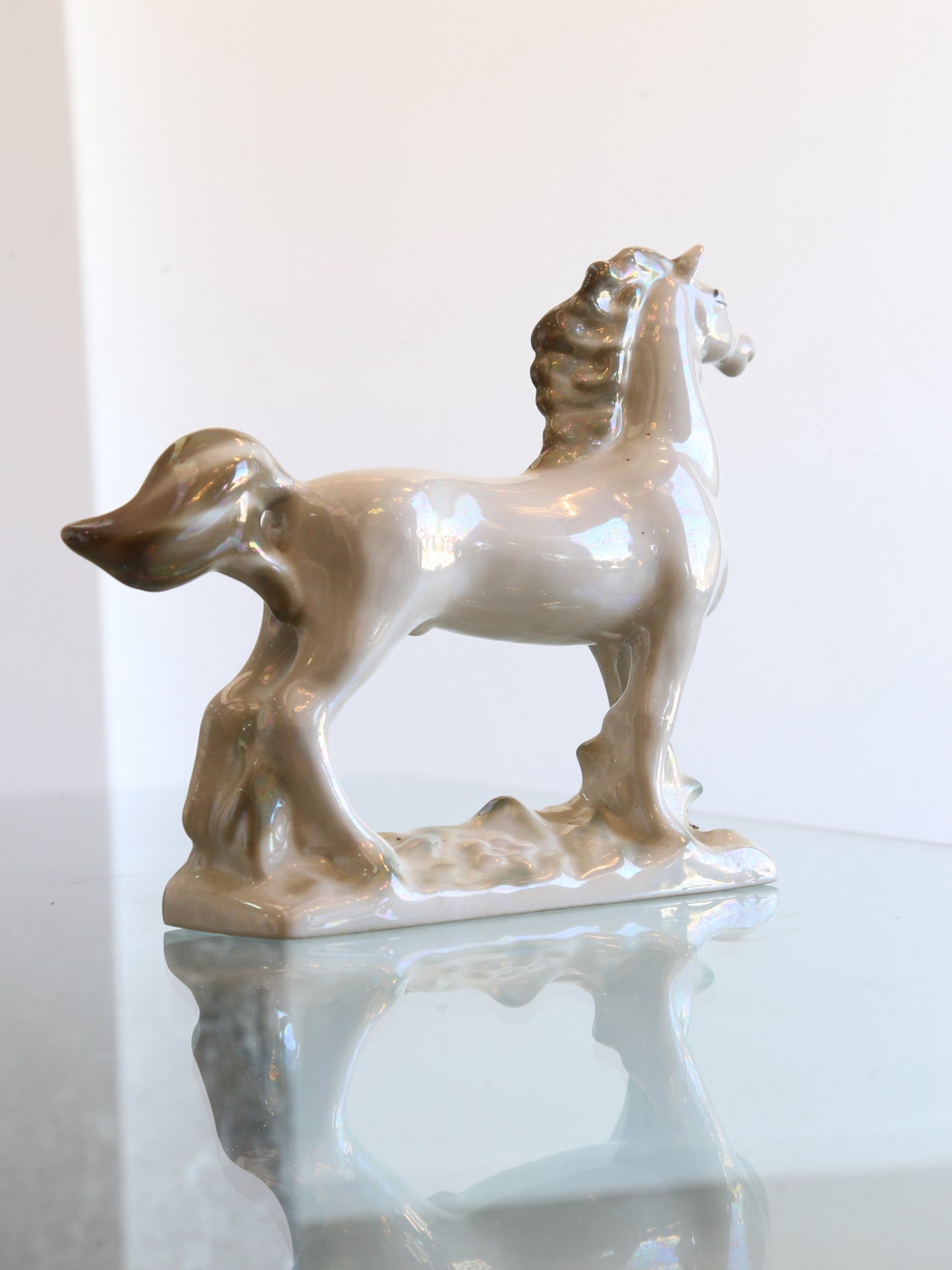Italian White Perl Ceramic Horse, 1970s