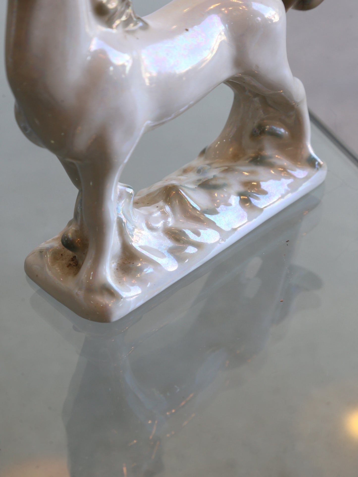Italian White Perl Ceramic Horse, 1970s