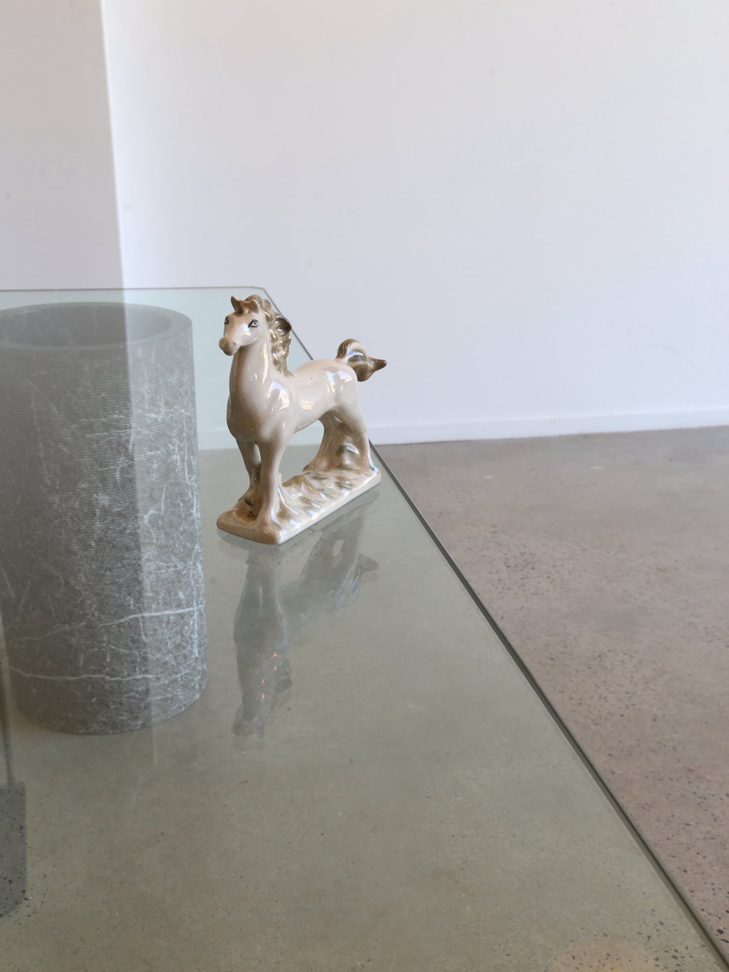 Italian White Perl Ceramic Horse, 1970s