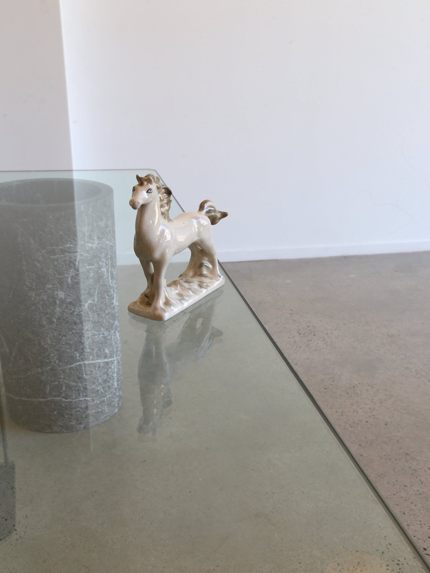 Italian White Perl Ceramic Horse, 1970s - Lumini Collections