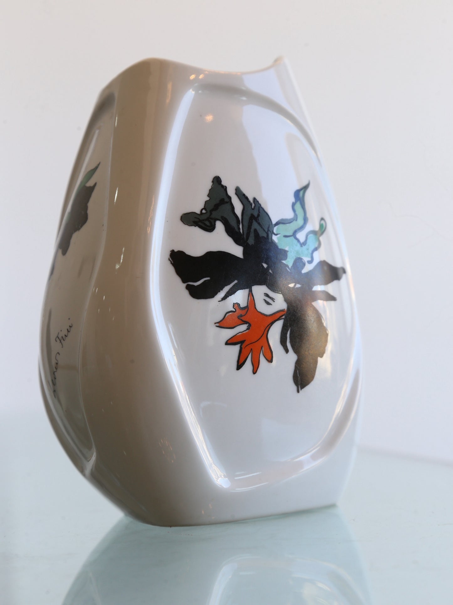 Verbano Italian White Vase with Three Different Faces in Each Side, 1960s