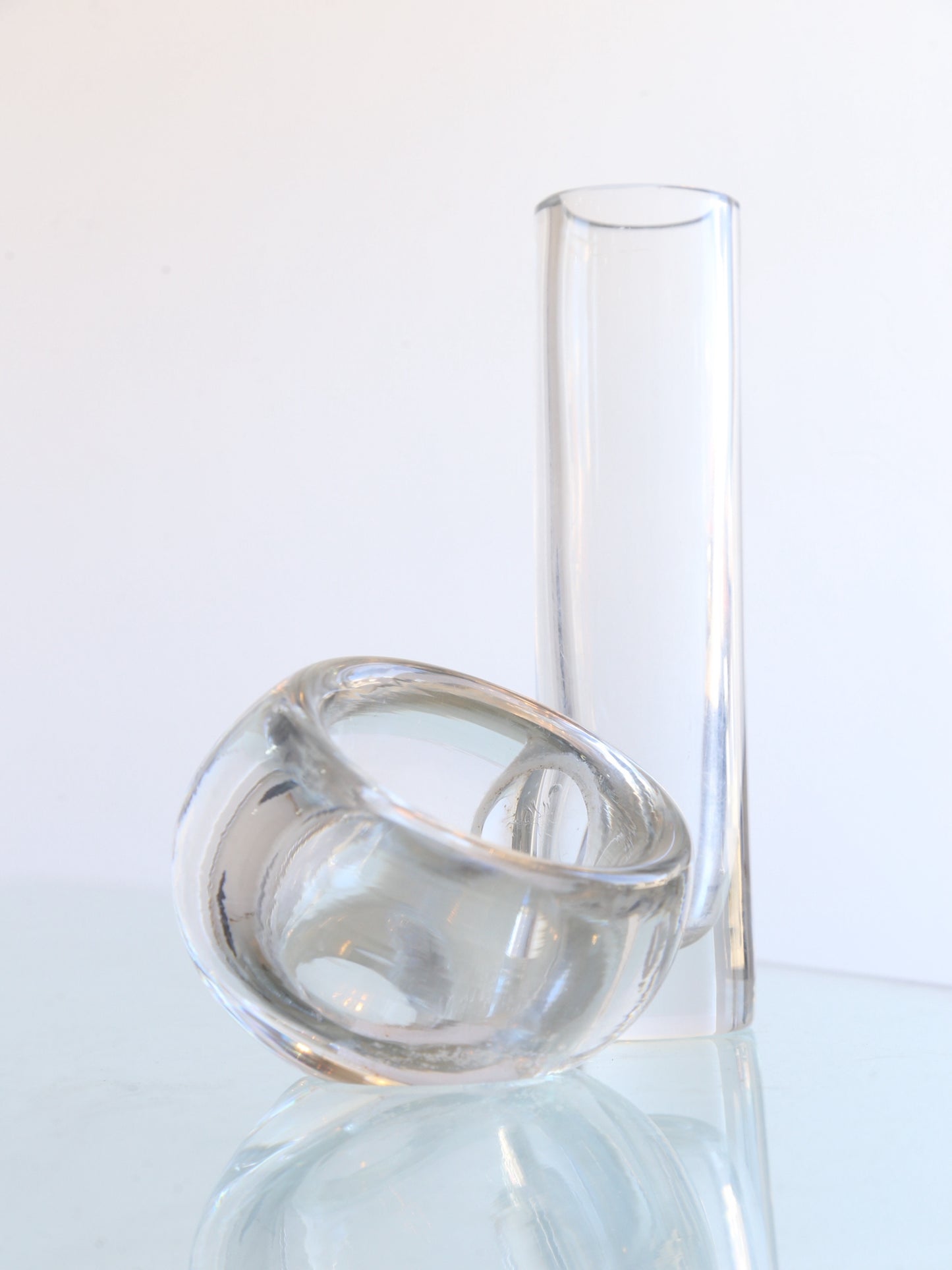 Decorative Glass Desk Accessory Bowl Plus Flowers Container, 1970s