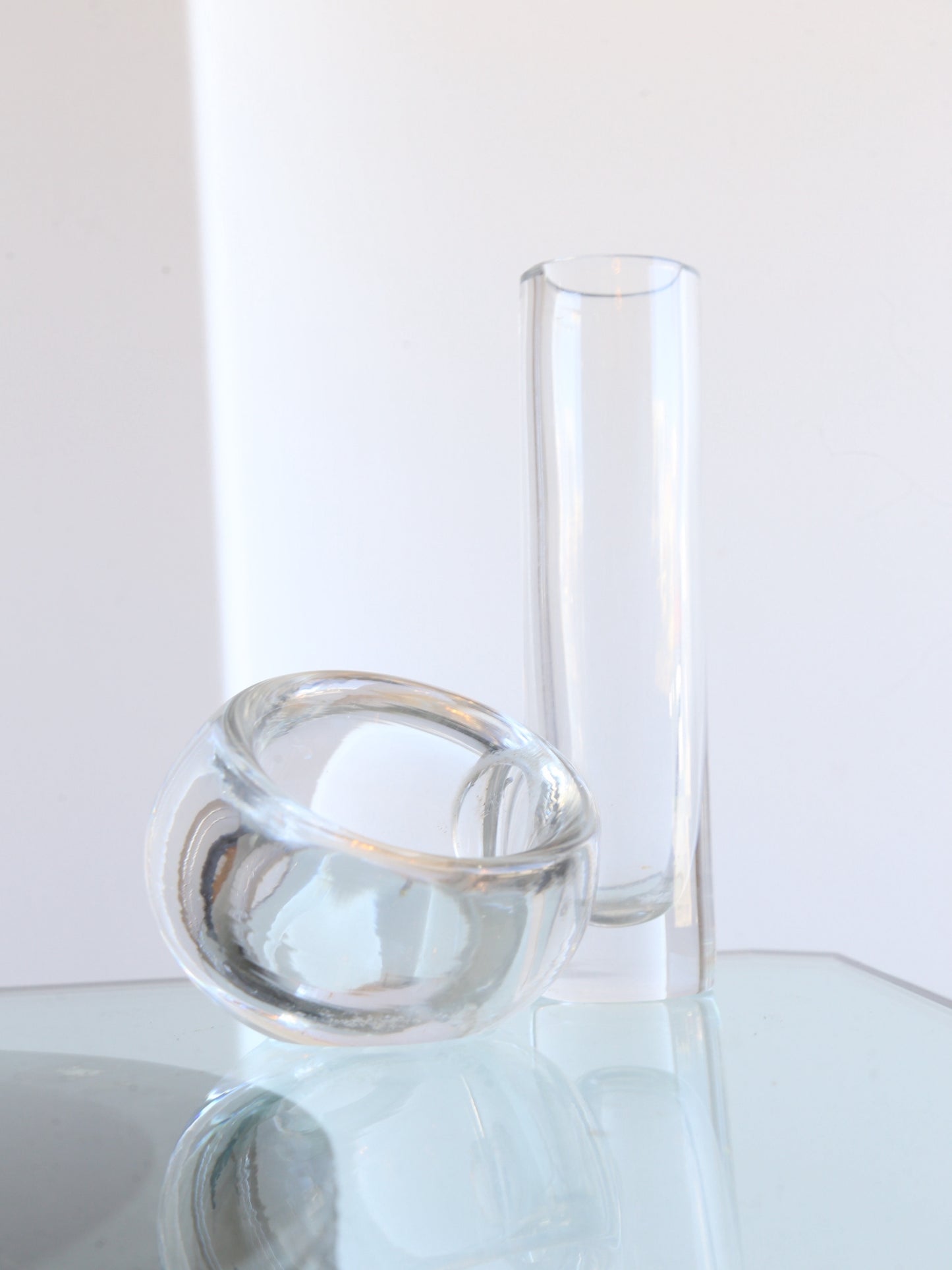 Decorative Glass Desk Accessory Bowl Plus Flowers Container, 1970s