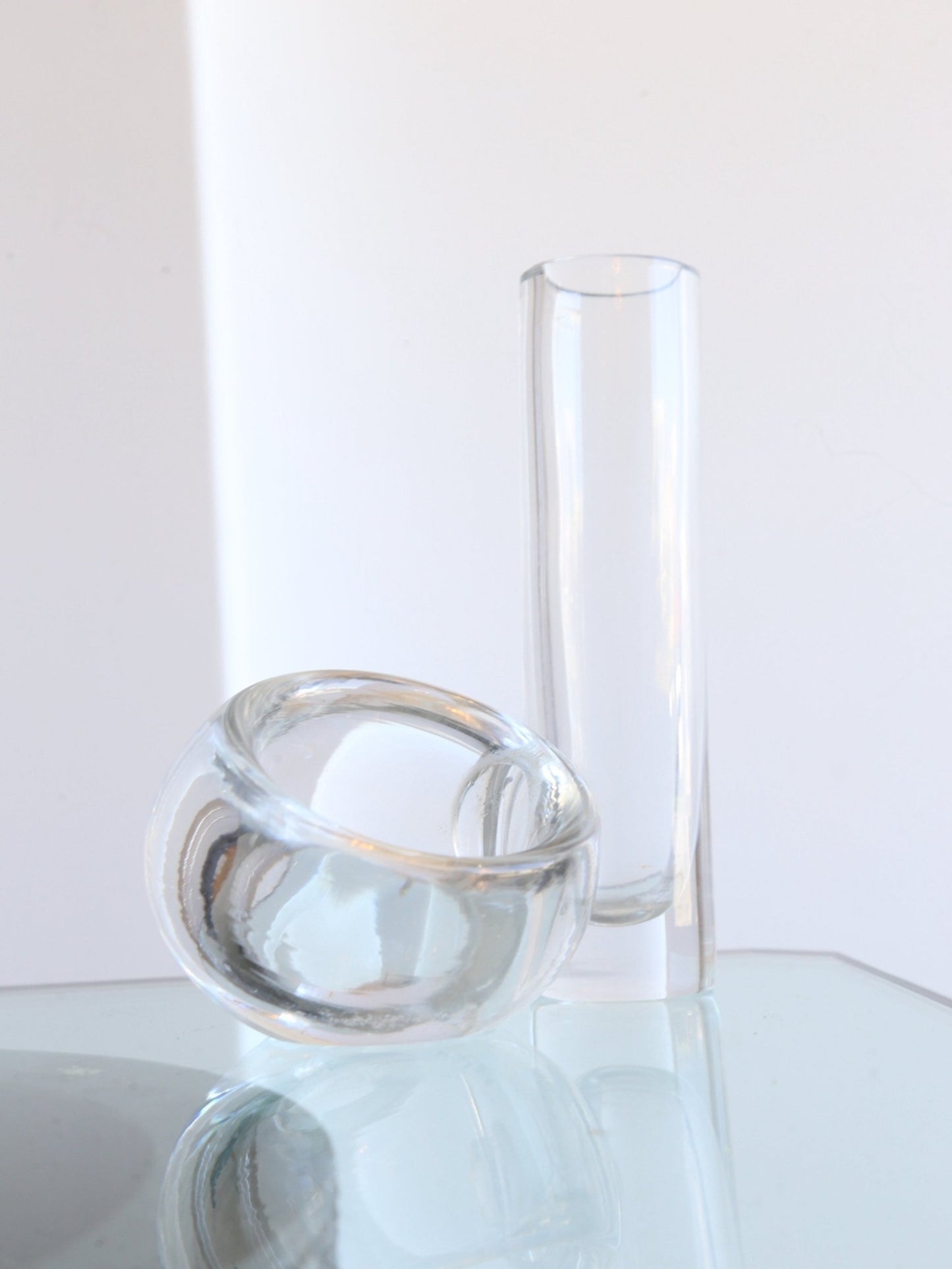 Italian Clear Glass Desk Set with Bowl and Vase, 1970s - Lumini Collections