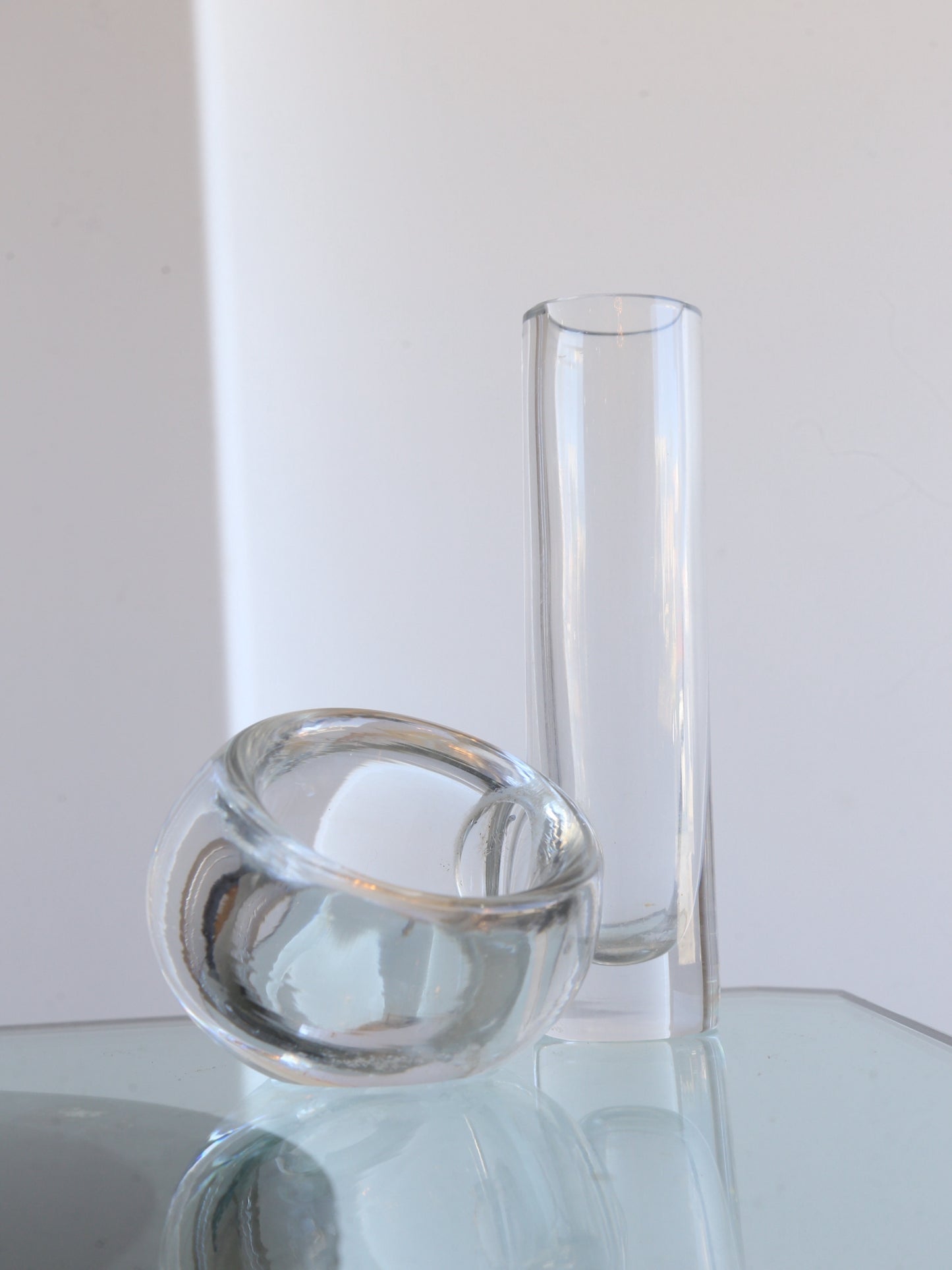 Decorative Glass Desk Accessory Bowl Plus Flowers Container, 1970s