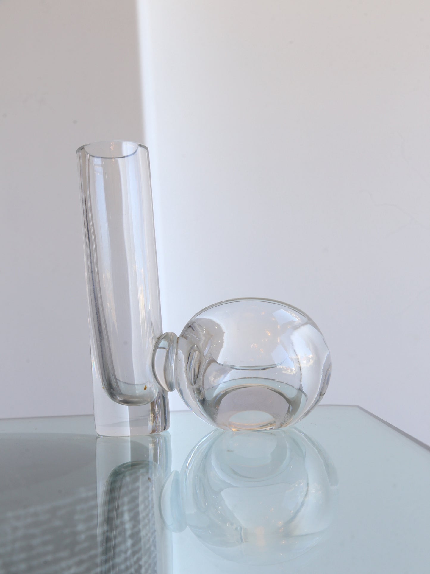 Decorative Glass Desk Accessory Bowl Plus Flowers Container, 1970s