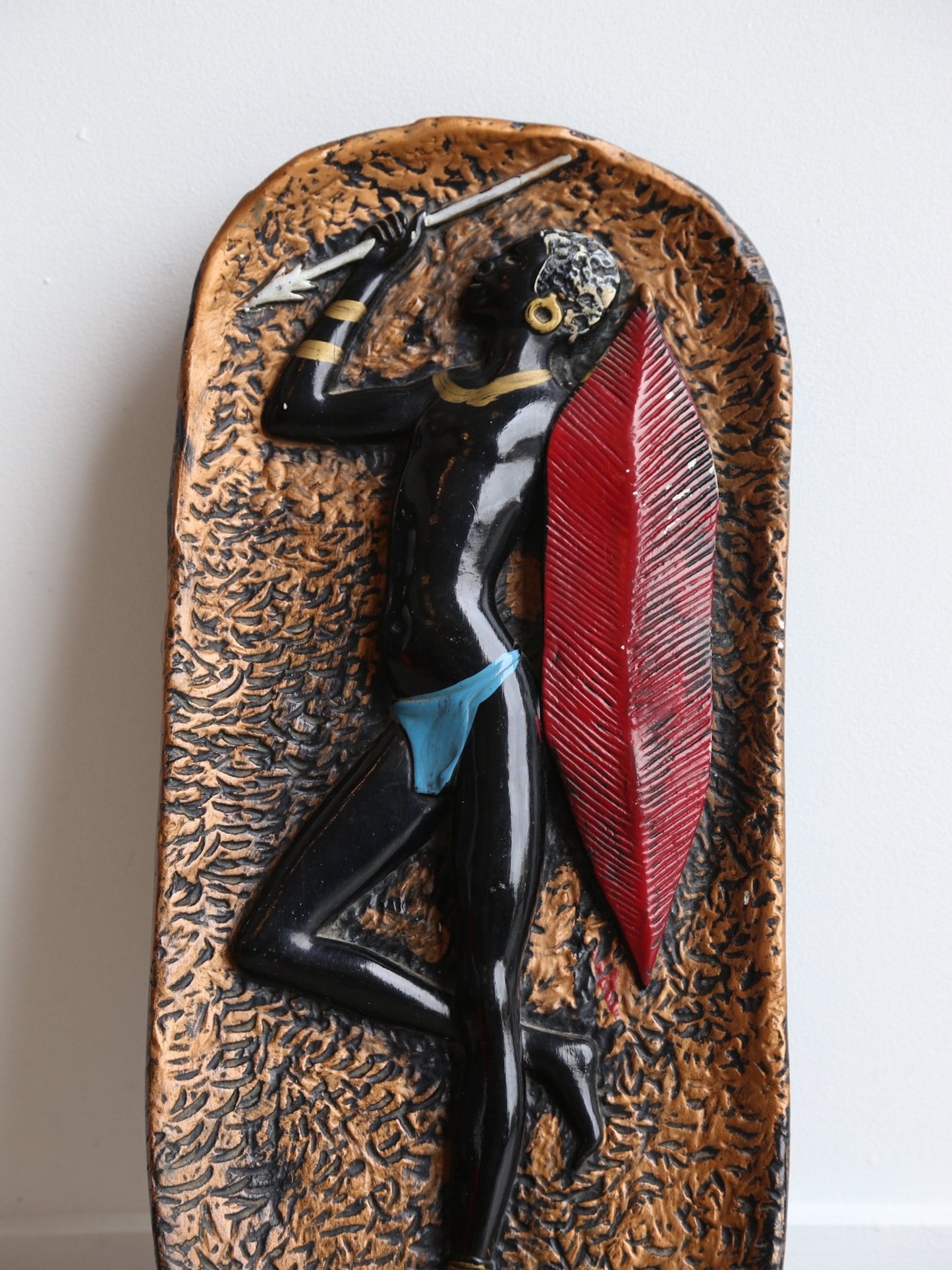 Italian Plaster African Warrior 1950s - Lumini Collections