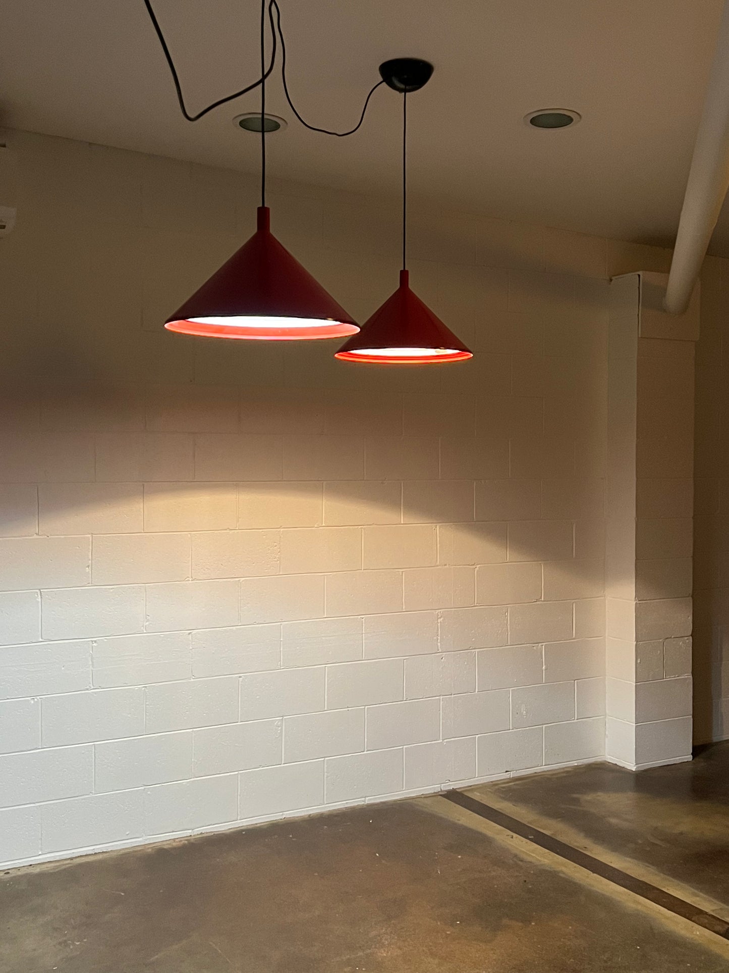 Pair of Red Pendant Lights by Elio Martinelli, 1980s