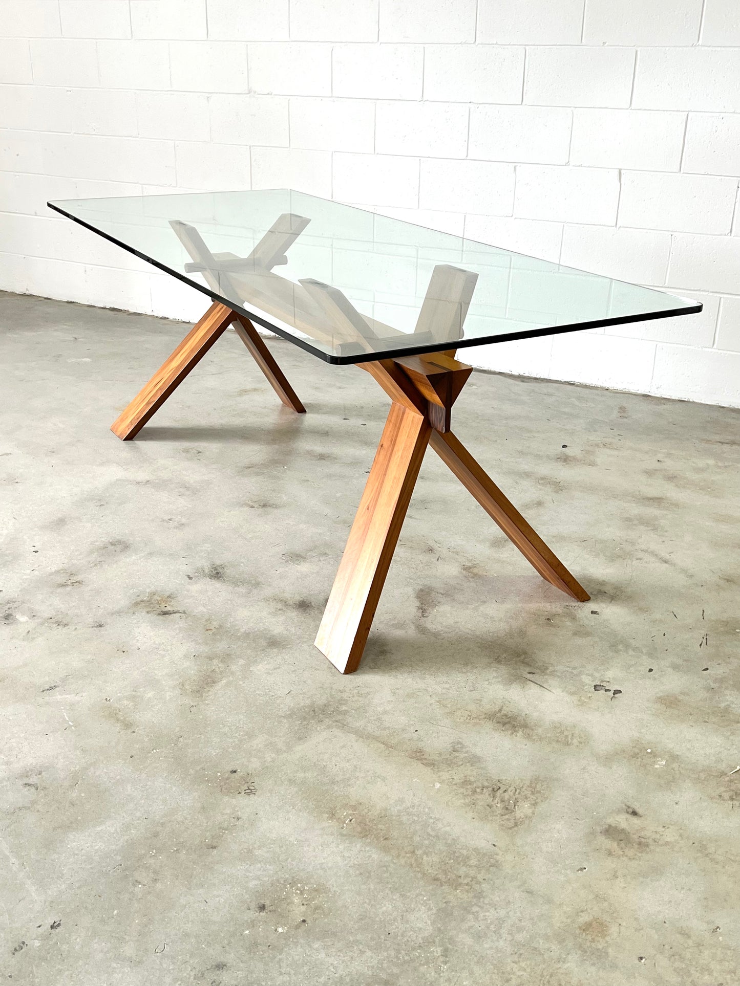 Italian Mid-Century Walnut and Glass Piana Table, 1980s