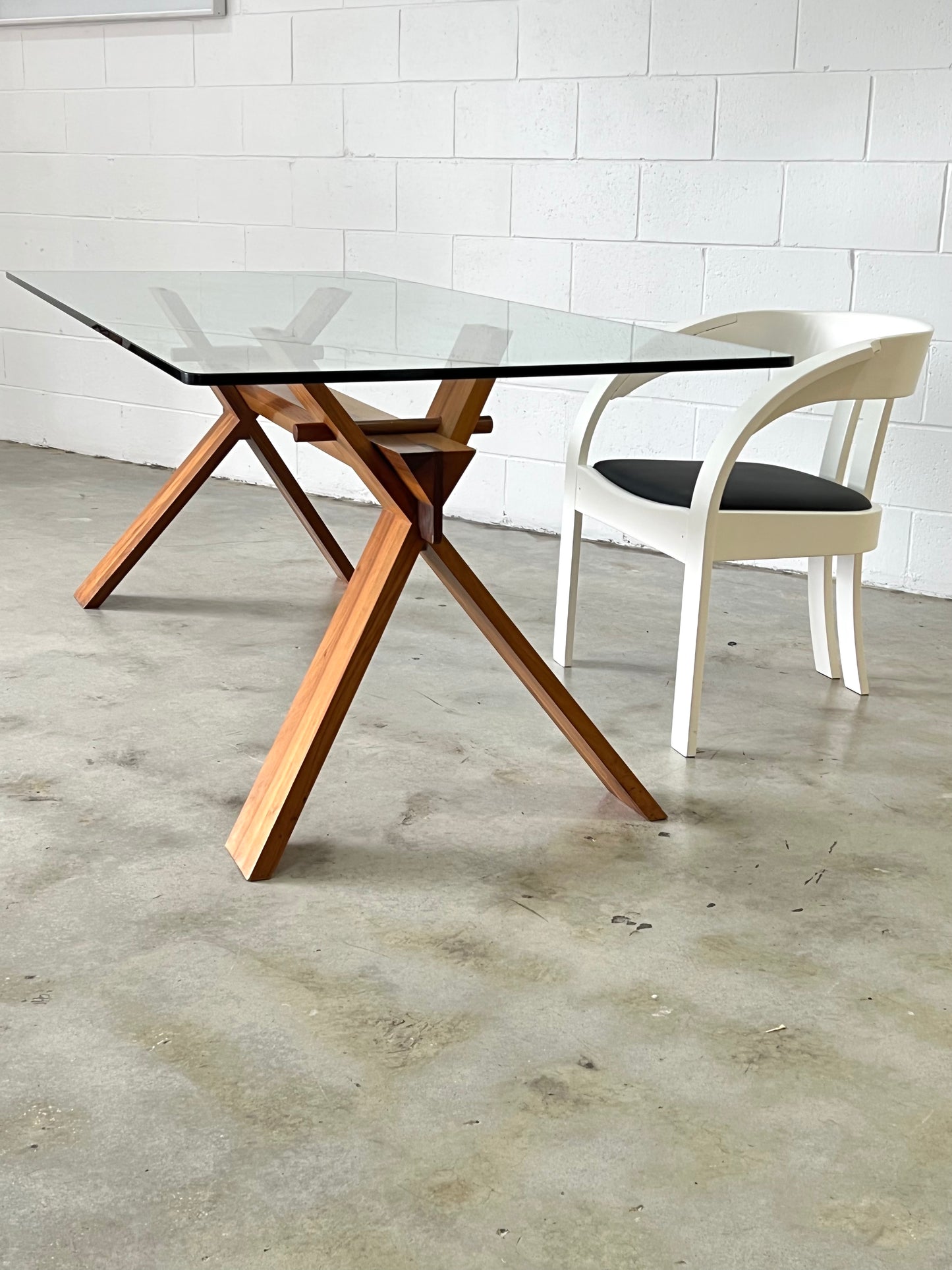 "La Piana" by Alfredo Simonit and Giorgio Del Piero for Bross, Glass and Walnut Dining Table,1980s