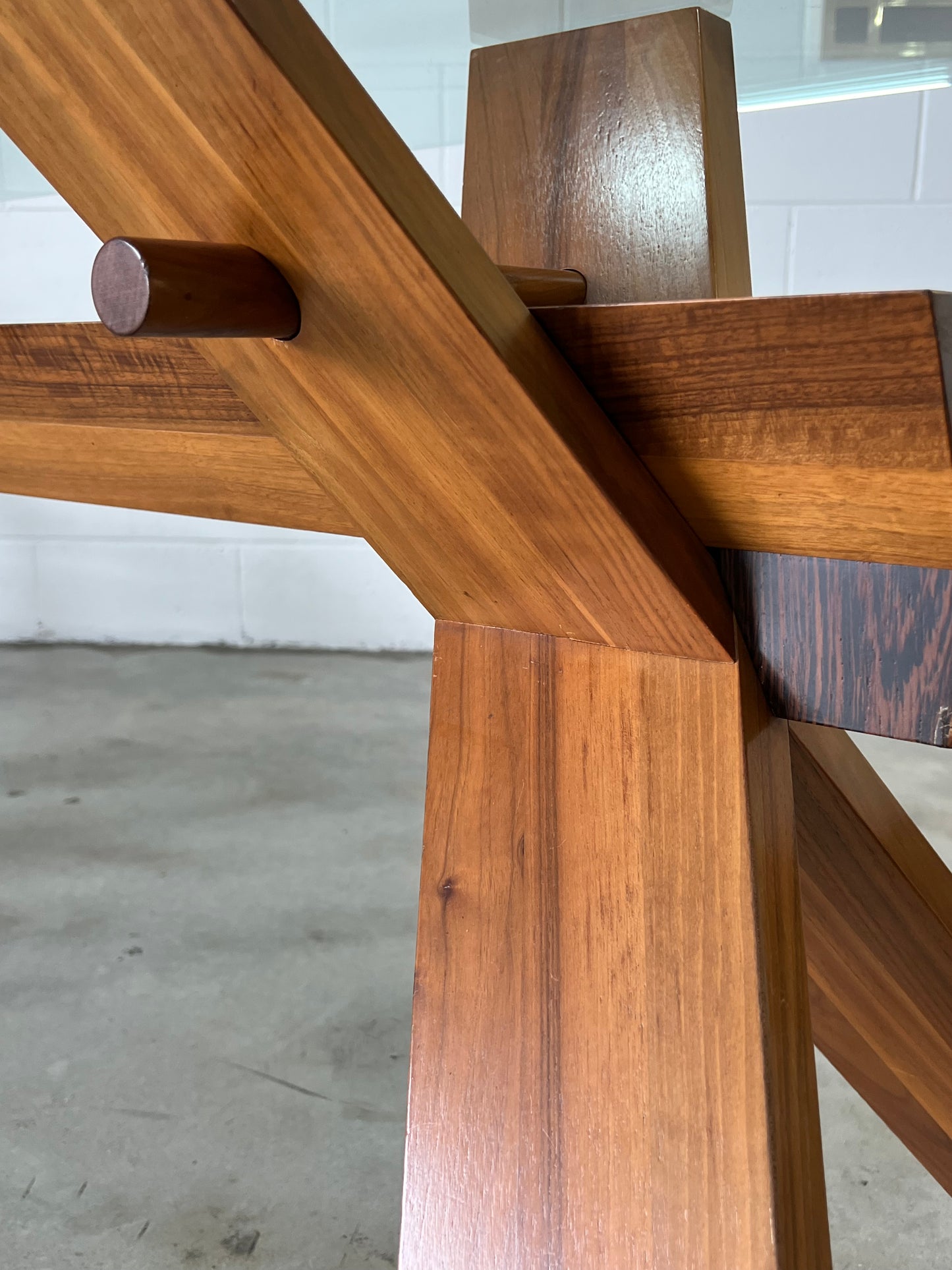 Italian Mid-Century Walnut and Glass Piana Table, 1980s
