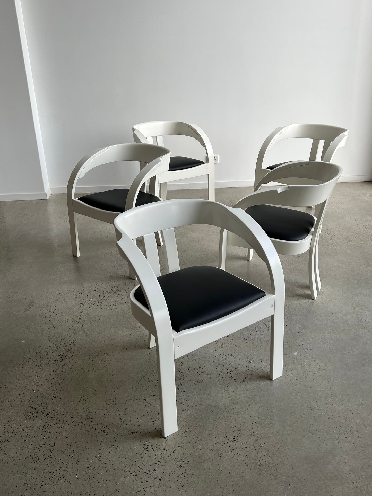 Elisa by Giovanni Battista Bassi for Poltronova Black and White Dining Chairs Set of Five