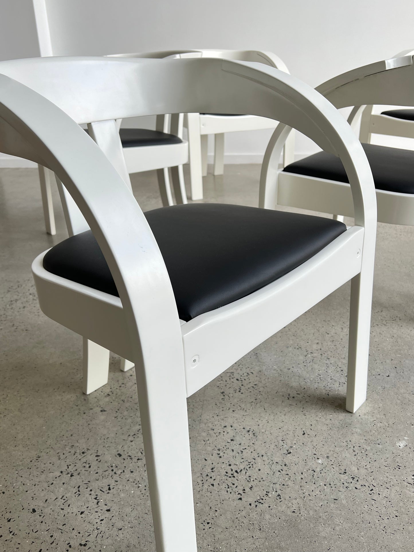 Elisa by Giovanni Battista Bassi for Poltronova Black and White Dining Chairs Set of Five