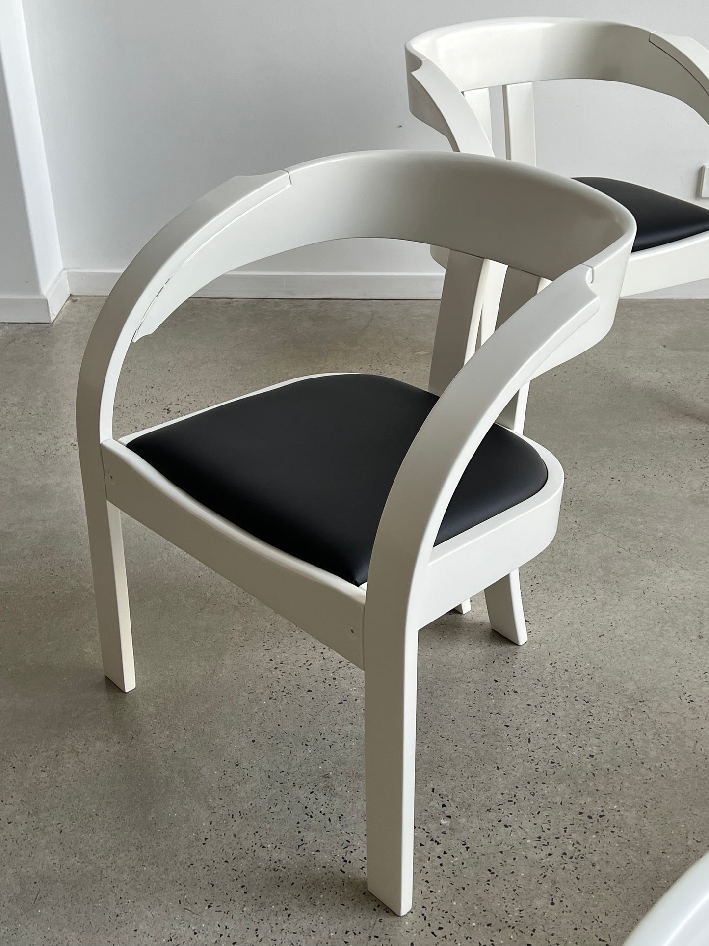 Elisa by Giovanni Battista Bassi for Poltronova Black and White Dining Chairs Set of Five