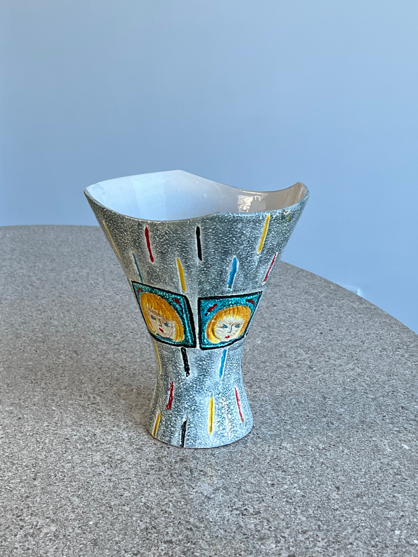 Bica Glazed Hand Painted Ceramic Vase, 1970s