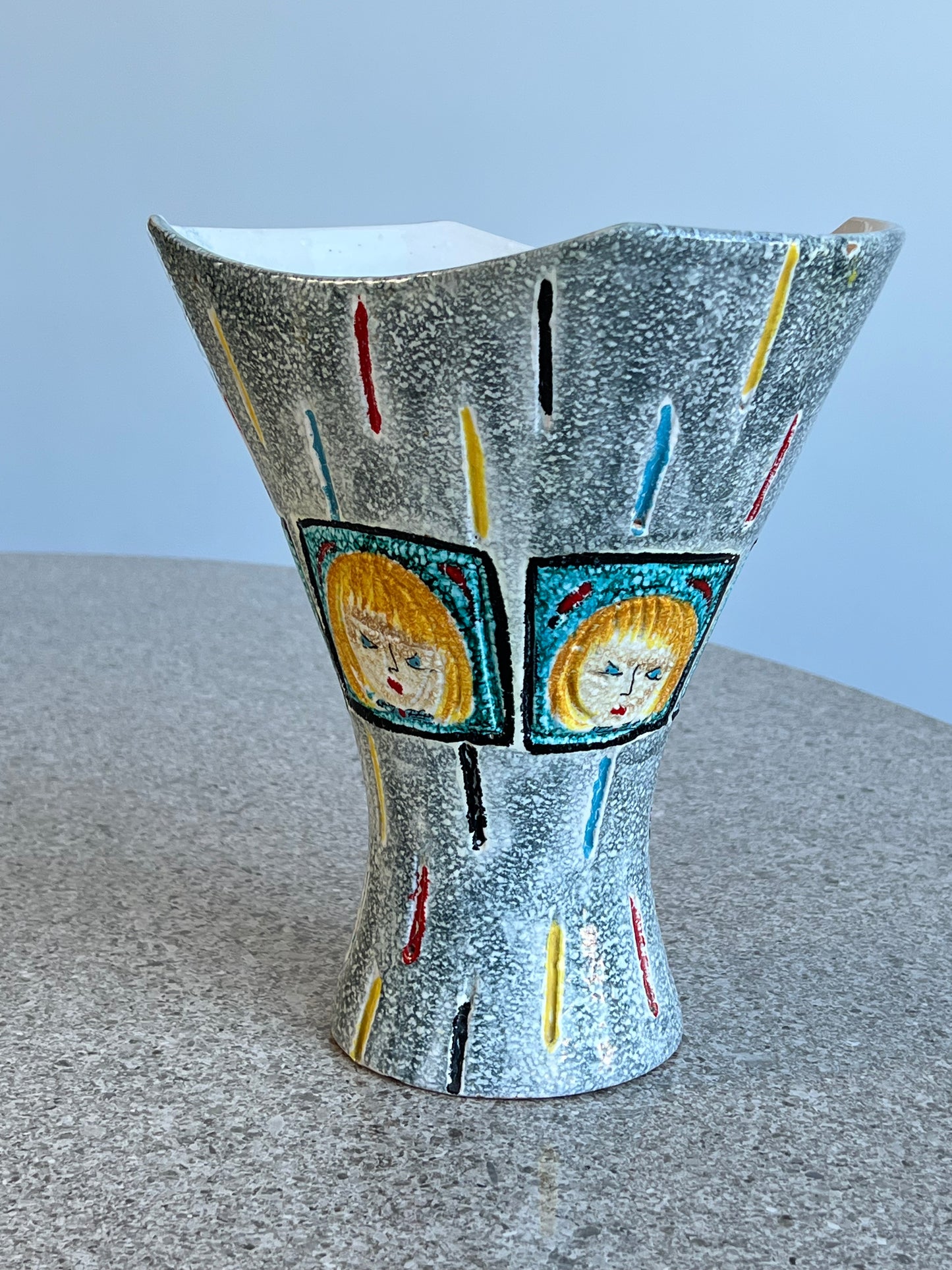 Bica Glazed Hand Painted Ceramic Vase, 1970s
