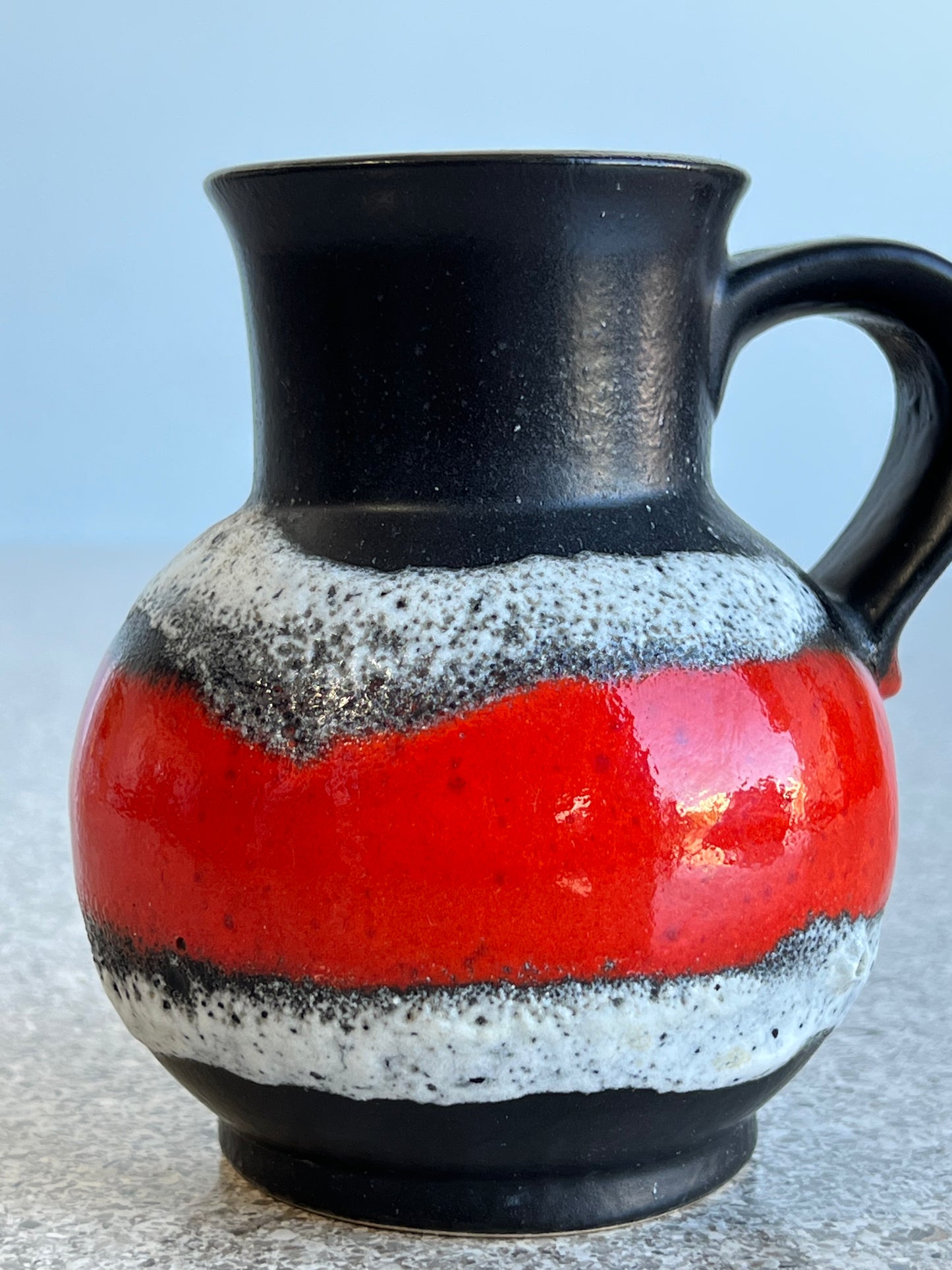 West German Red and Black Glazed Ceramic Vase, 1960s