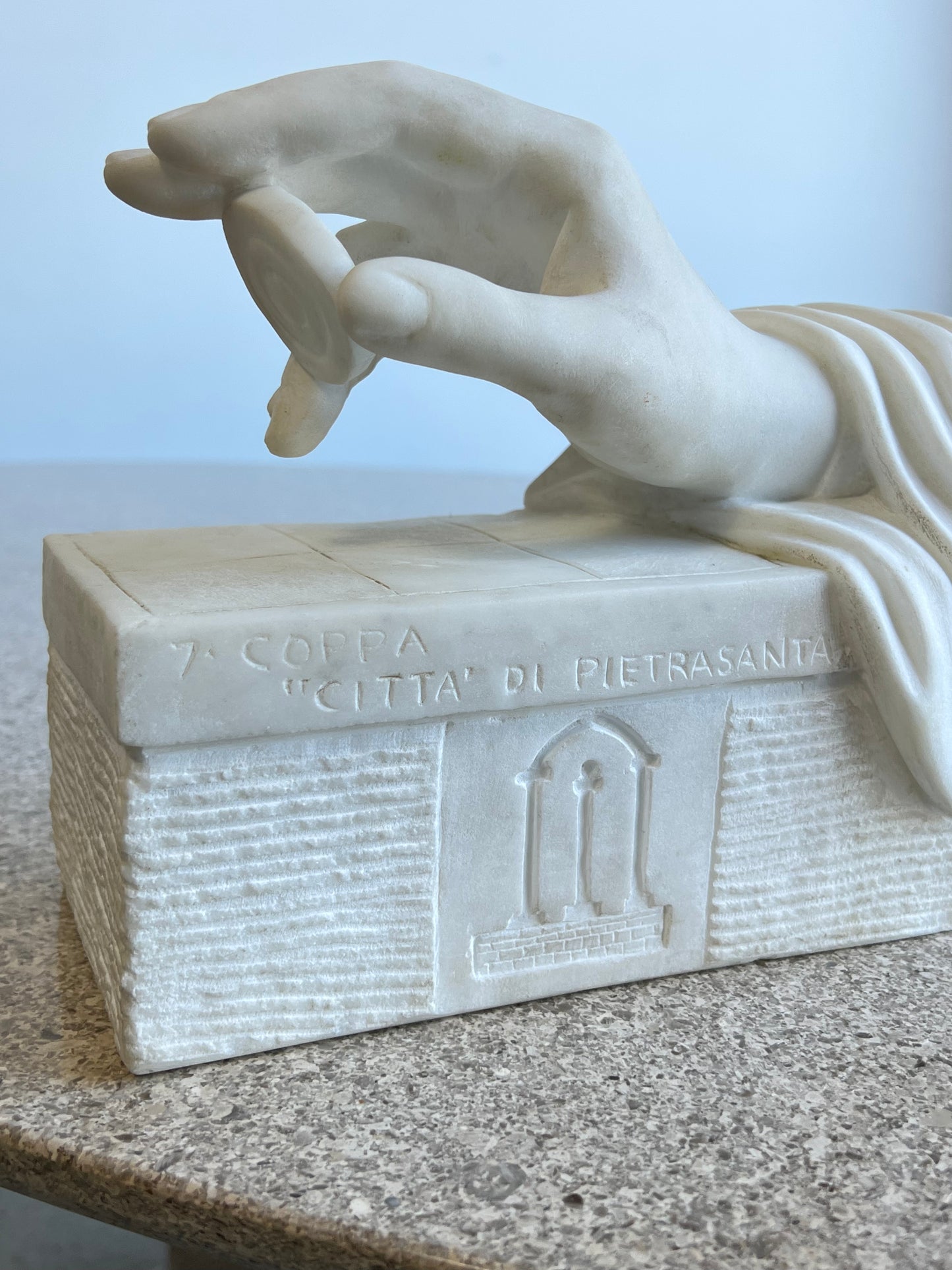 Carrara White Marble Hand Carved Sculpture, 1970s