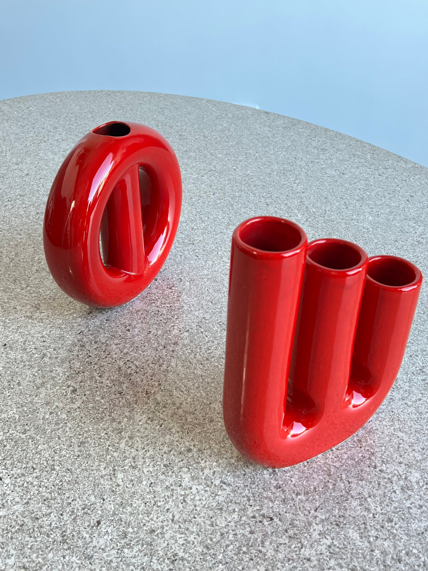 Gabianelli Italian Red Ceramic Vases Set, 1970s