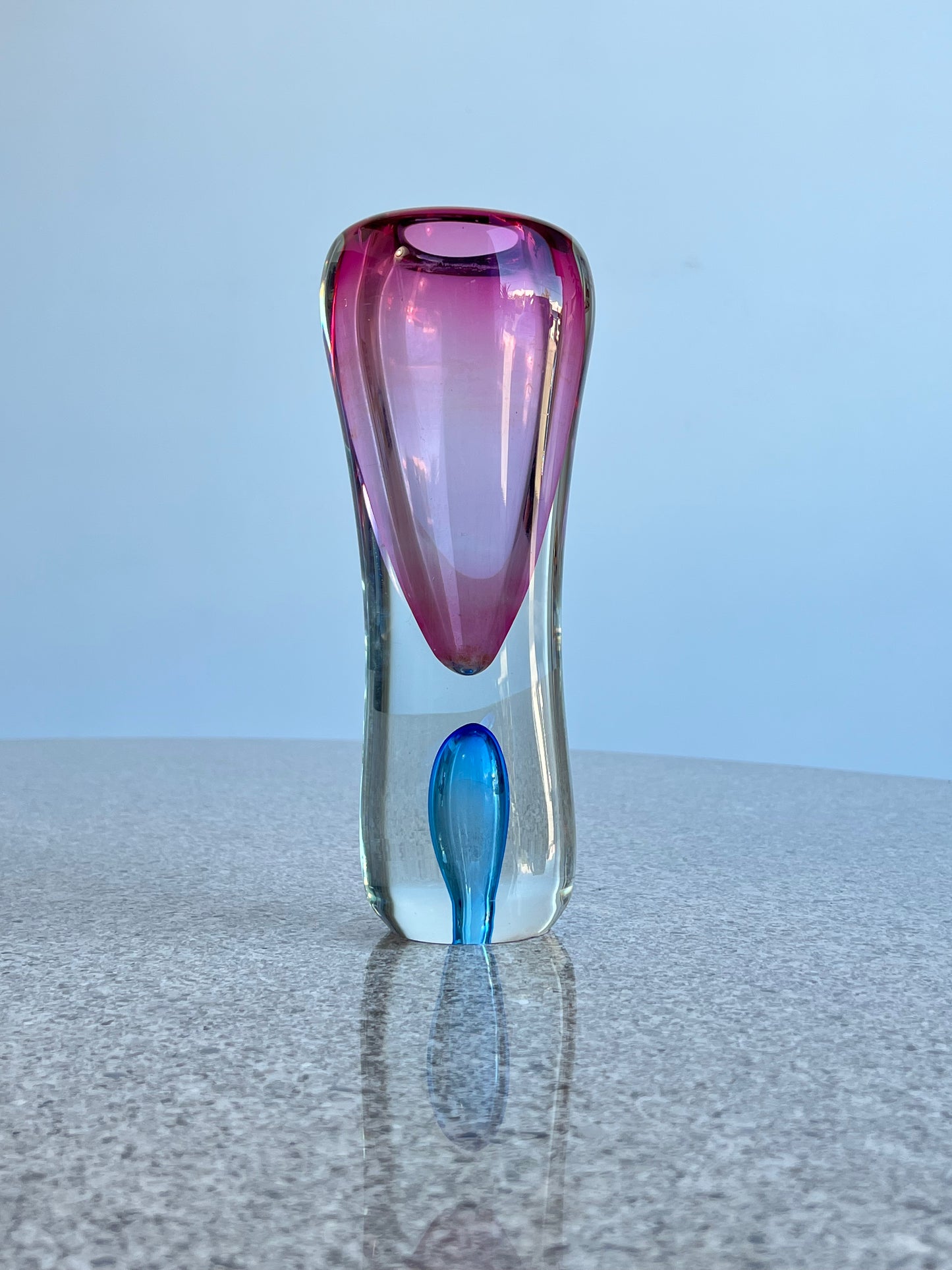 Italian Murano Sommerso Glass Vase in Pink and Blue, 1960