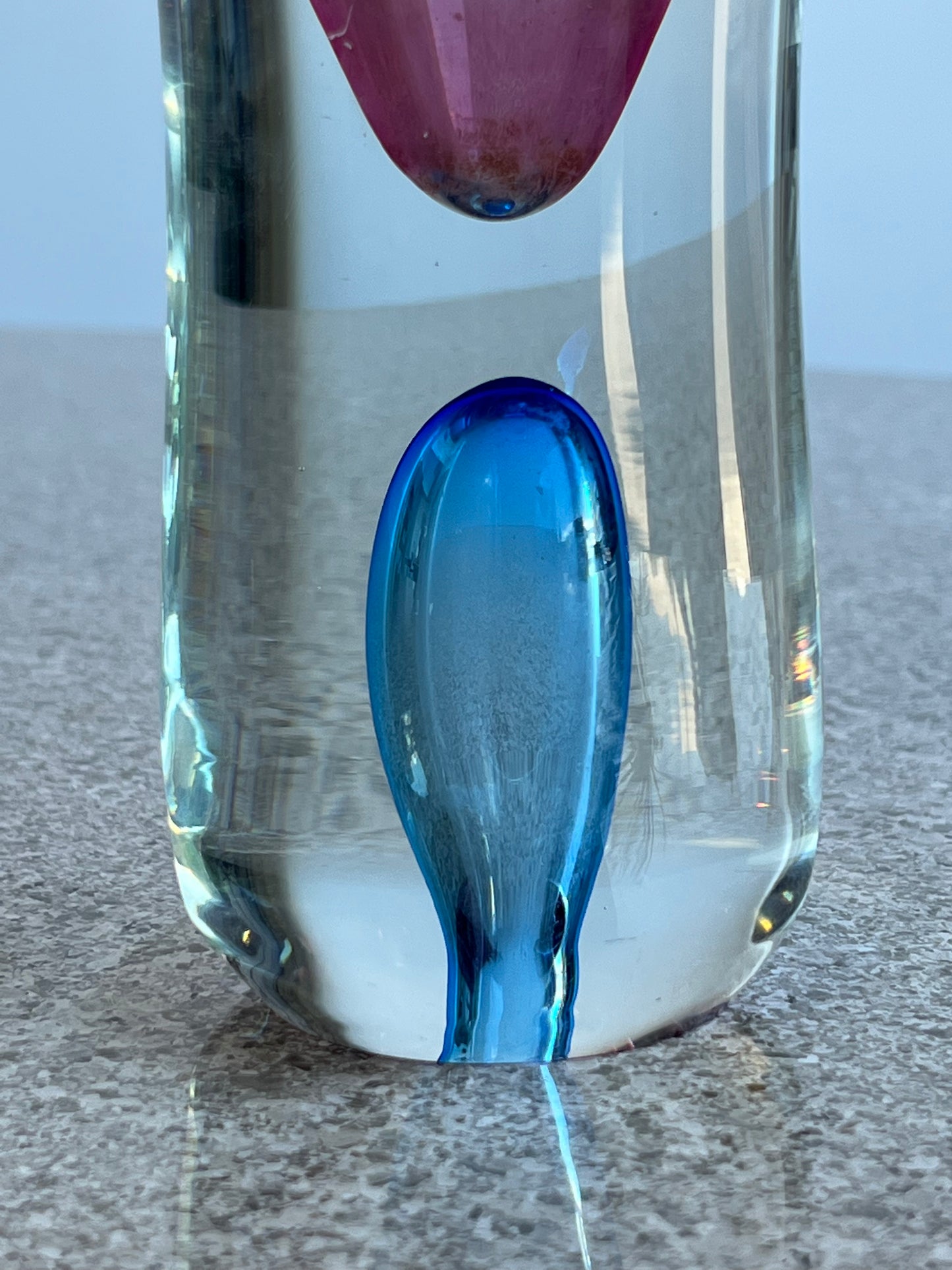 Italian Murano Sommerso Glass Vase in Pink and Blue, 1960