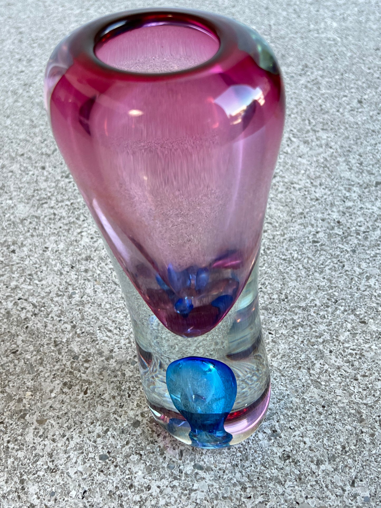 Italian Murano Sommerso Glass Vase in Pink and Blue, 1960